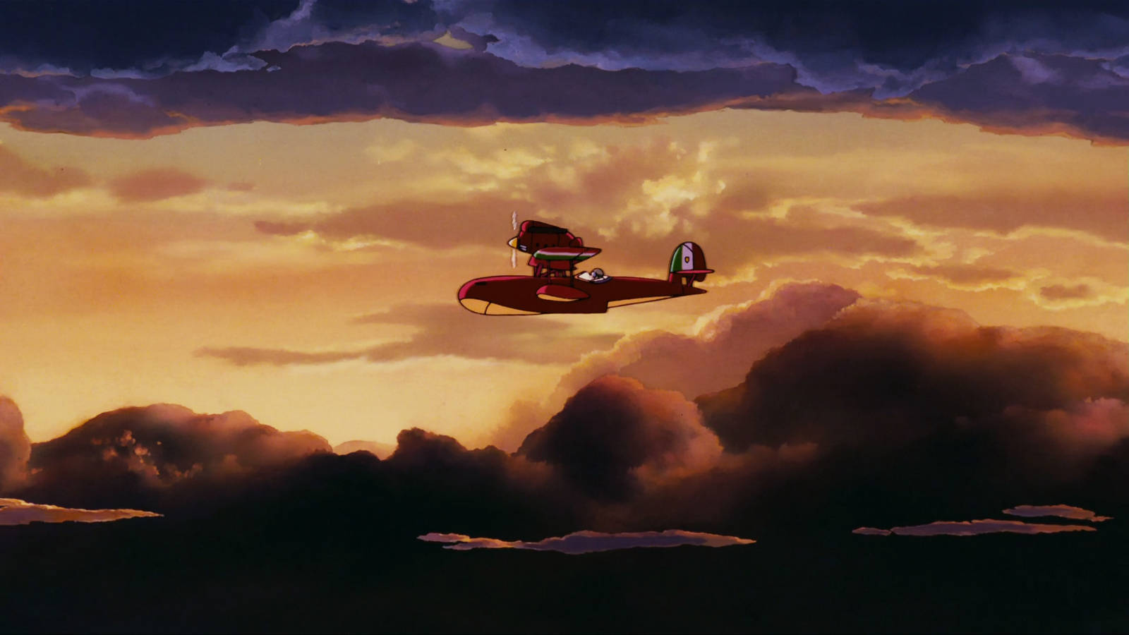 Studio Ghibli Desktop, seaplane, red biplane, HD Desktop Wallpaper