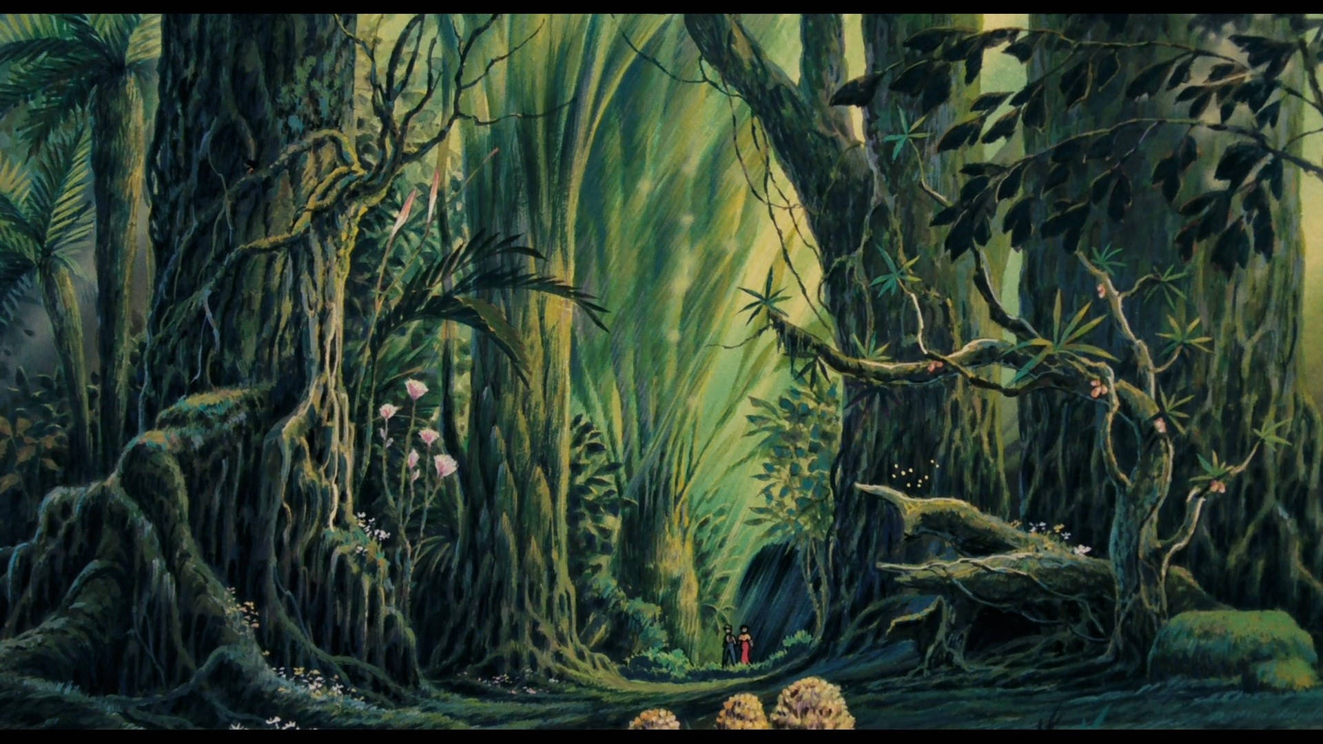 Studio Ghibli Desktop, sky forest, tiny figures, Full HD Desktop Wallpaper