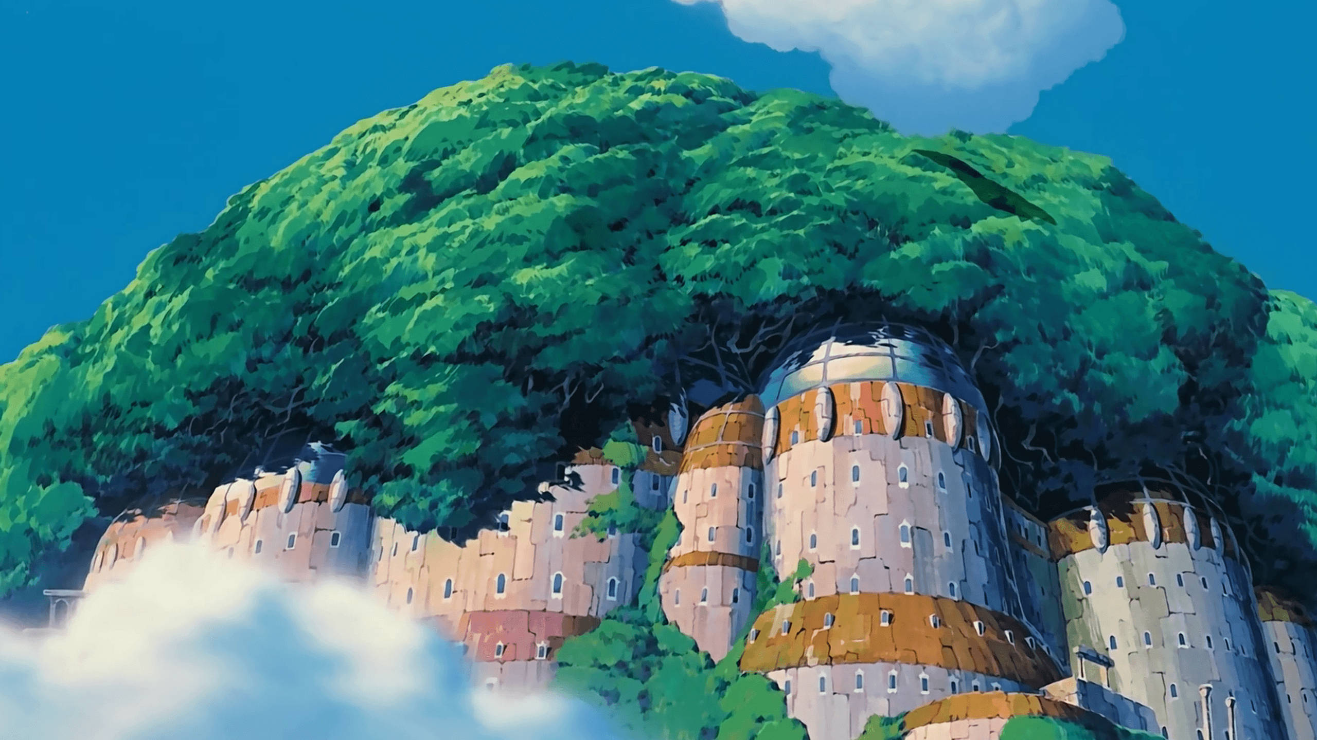 Studio Ghibli, huge building, anime castle, 2K Desktop Wallpaper