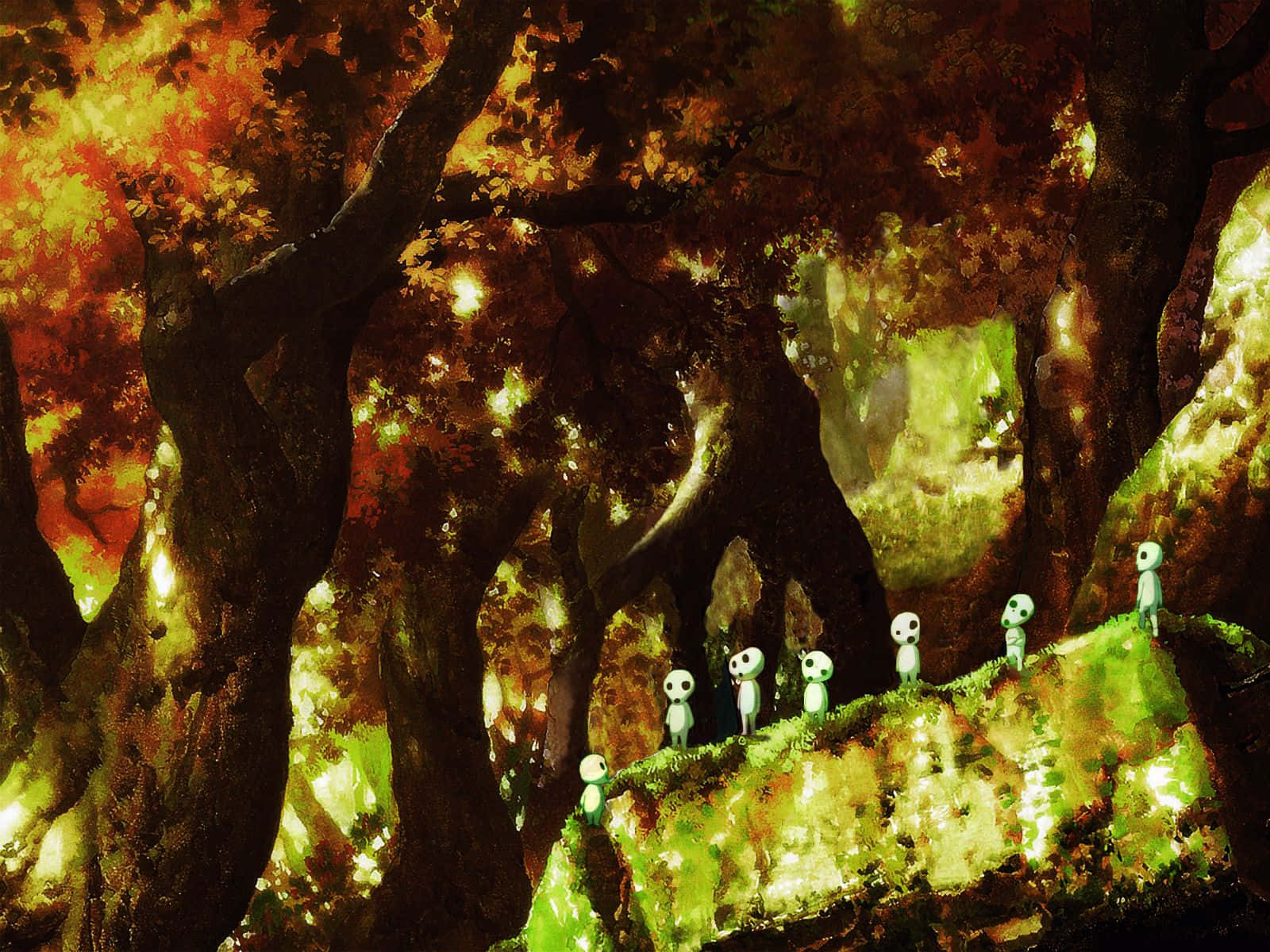 Studio Ghibli, Aesthetic Desktop, glowing-eyed creatures, HD Desktop Wallpaper