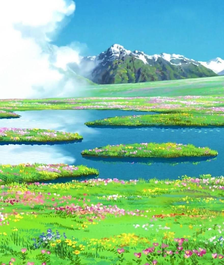 Studio Ghibli, iPhone, meadow, SD Phone Wallpaper