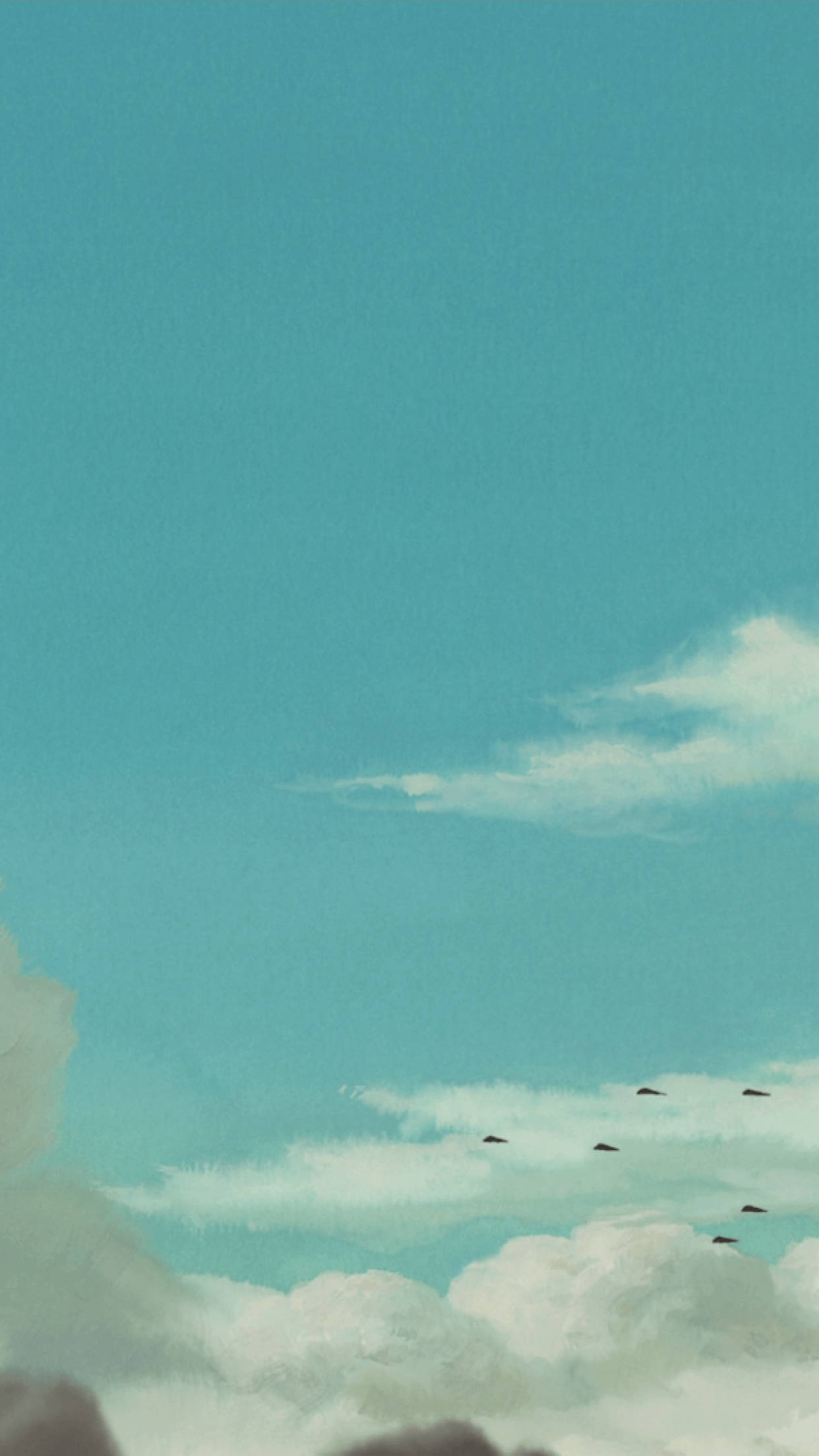 Studio Ghibli, iPhone, serene sky, Full HD Phone Wallpaper