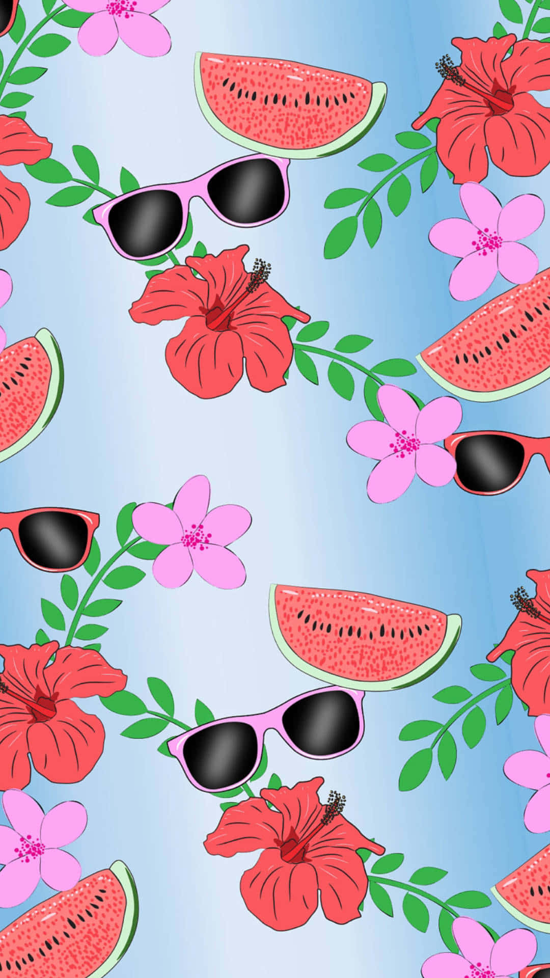 Studio Ghibli, pink sunglasses, watermelon slices, Full HD Phone Wallpaper