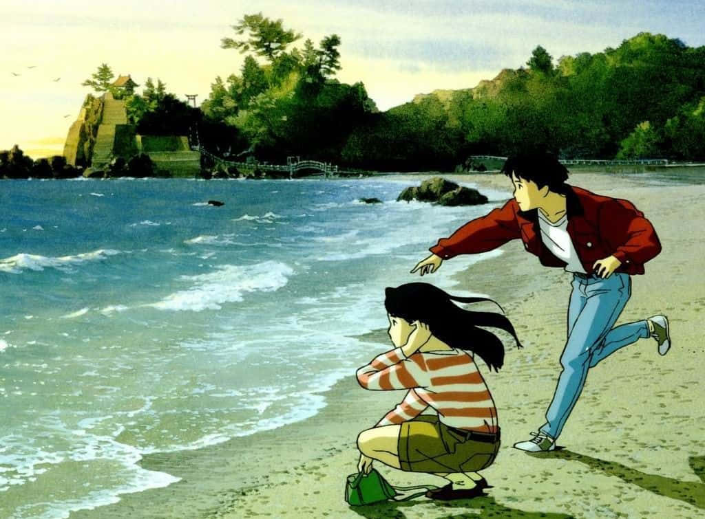 Studio Ghibli, Ocean Waves, red jacket, SD Desktop Wallpaper