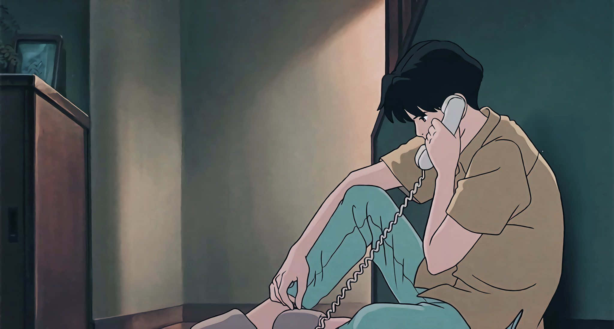 Studio Ghibli, Ocean Waves, young man, Full HD Desktop Wallpaper