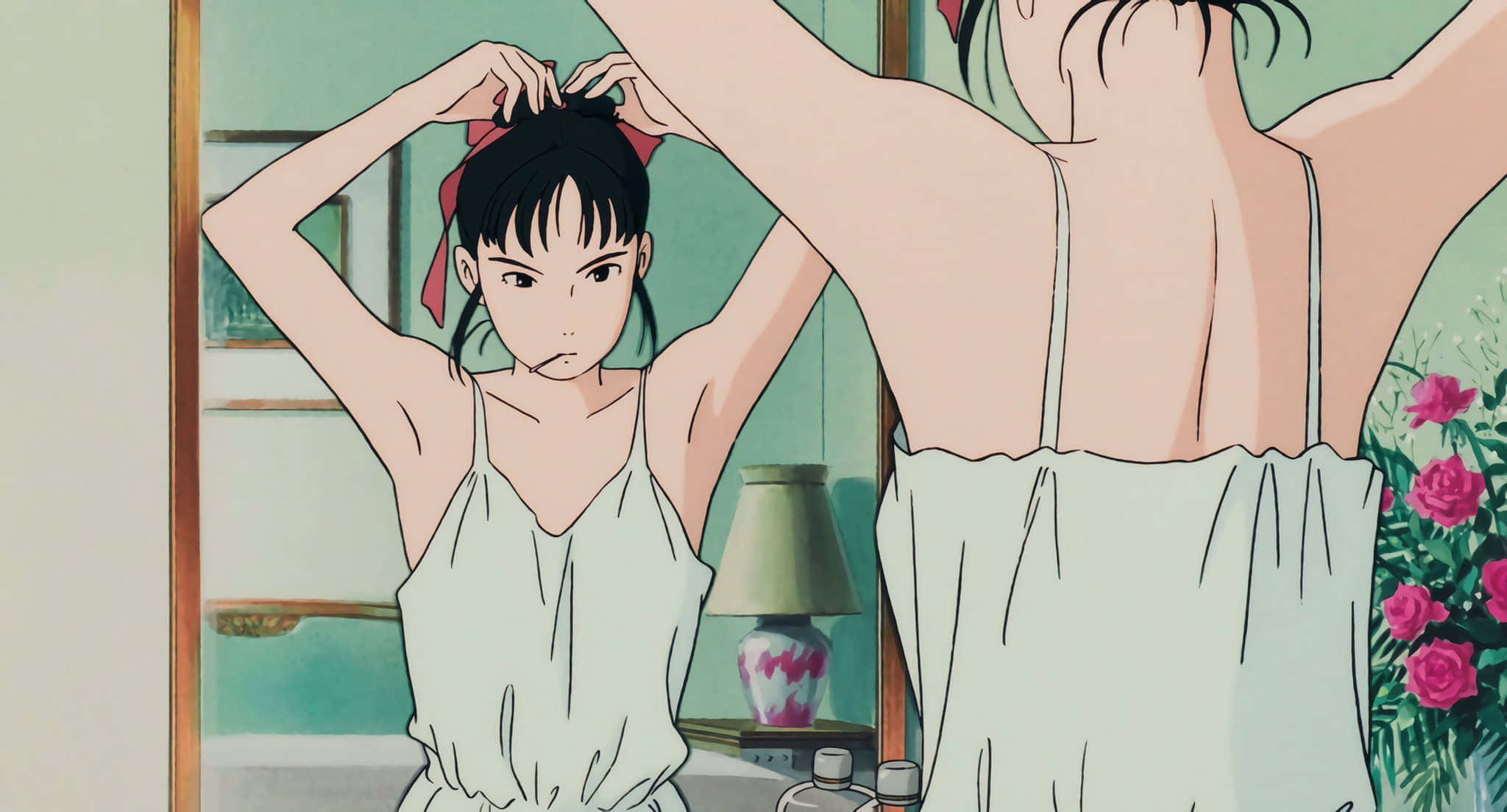 Studio Ghibli, Ocean Waves, light green nightgown, Full HD Desktop Wallpaper