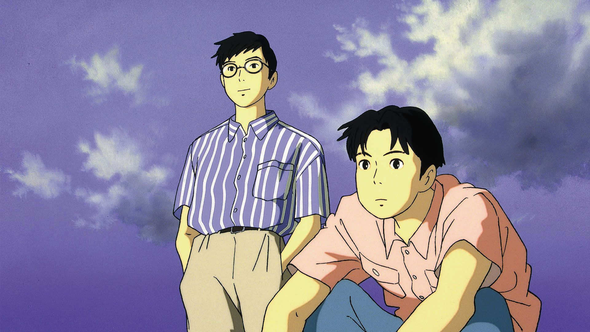 Studio Ghibli, Ocean Waves, purple sky, Full HD Desktop Wallpaper