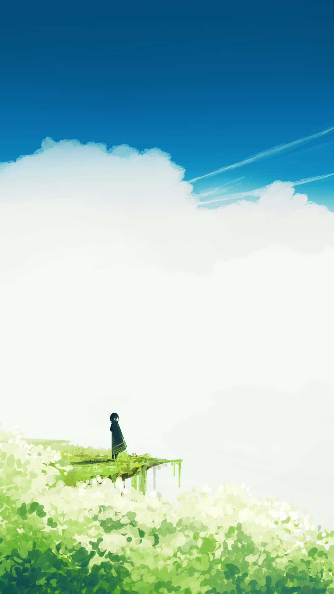 Studio Ghibli Phone, grassy cliff, vast sky, Full HD Phone Wallpaper