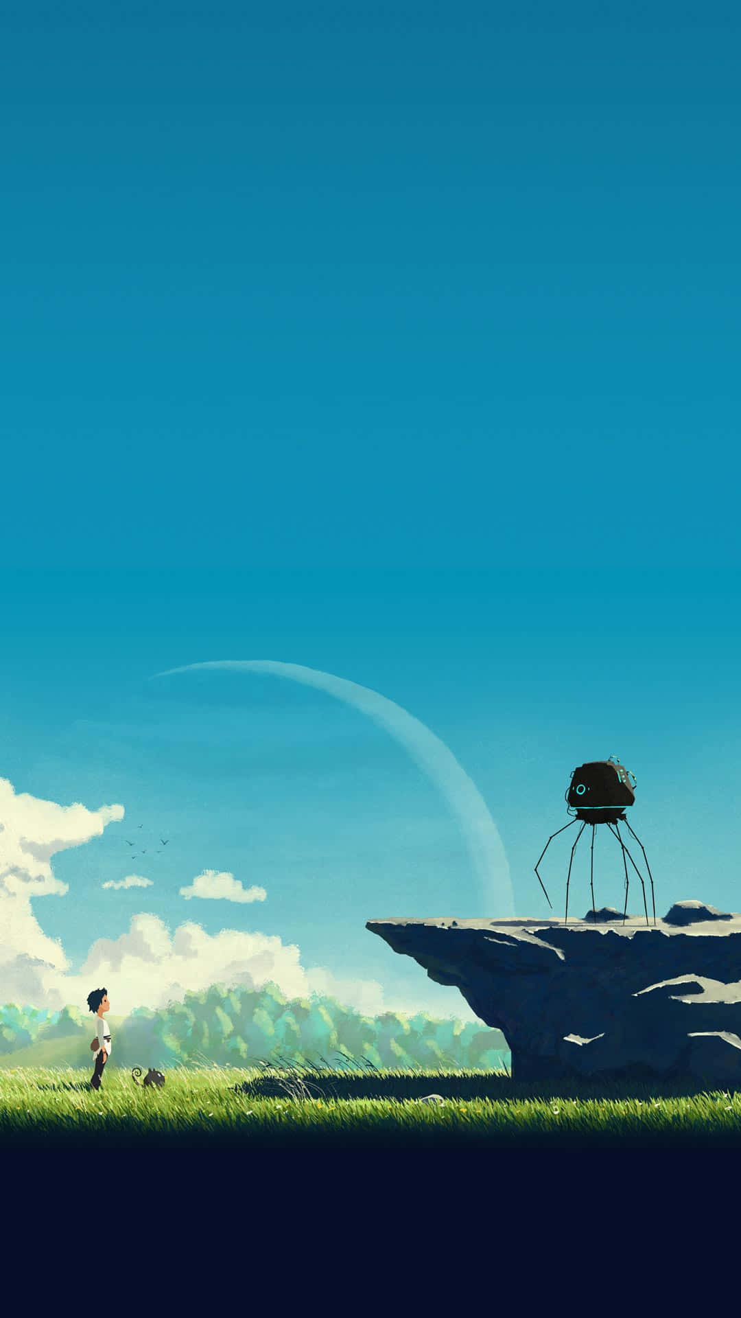 Studio Ghibli Phone, child, grassy field, Full HD Phone Wallpaper