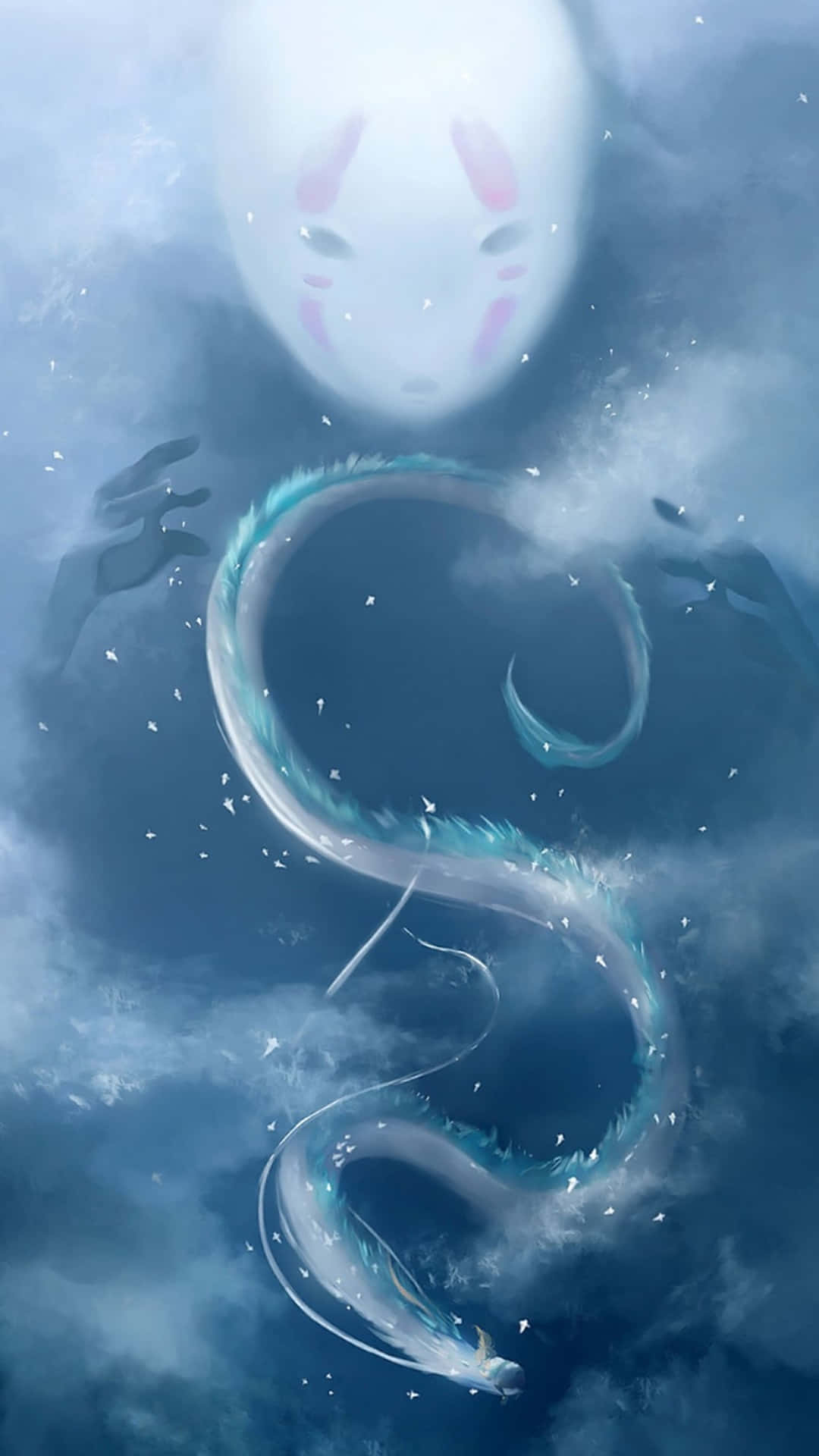 Studio Ghibli, ghostly white spirit, pink markings, Full HD Phone Wallpaper