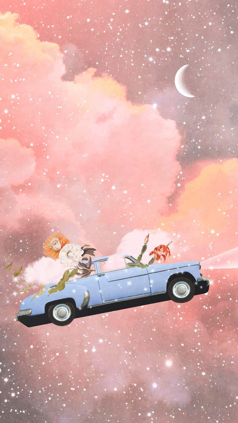 Studio Ghibli, light blue, vintage convertible, HD Phone Wallpaper
