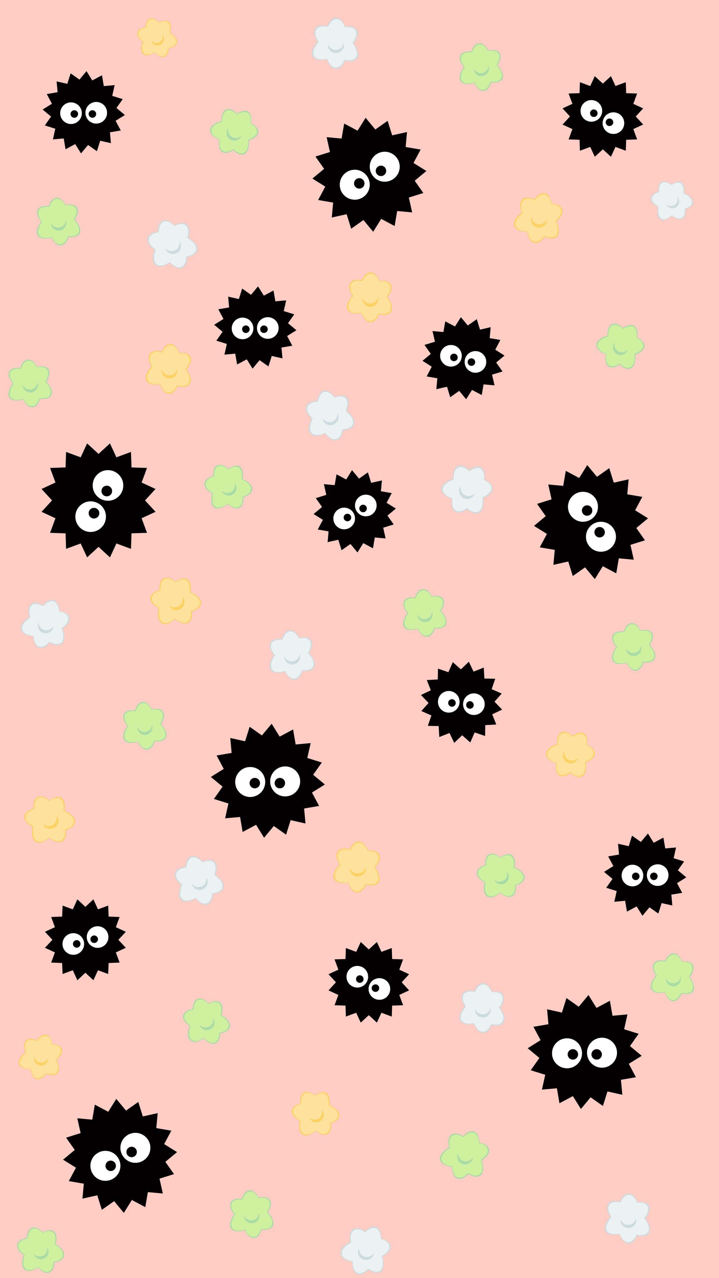 Studio Ghibli, black spiky creatures, big eyes, 4K Phone Wallpaper