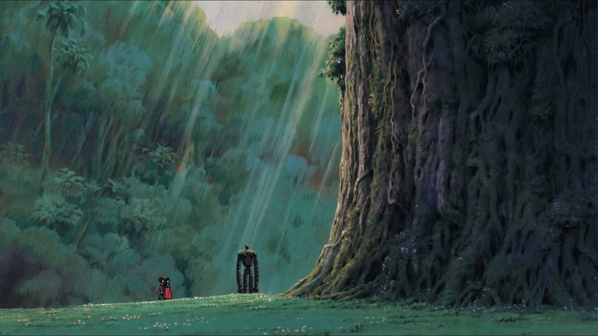 Studio Ghibli Scenery, robot, forest, Full HD Desktop Wallpaper