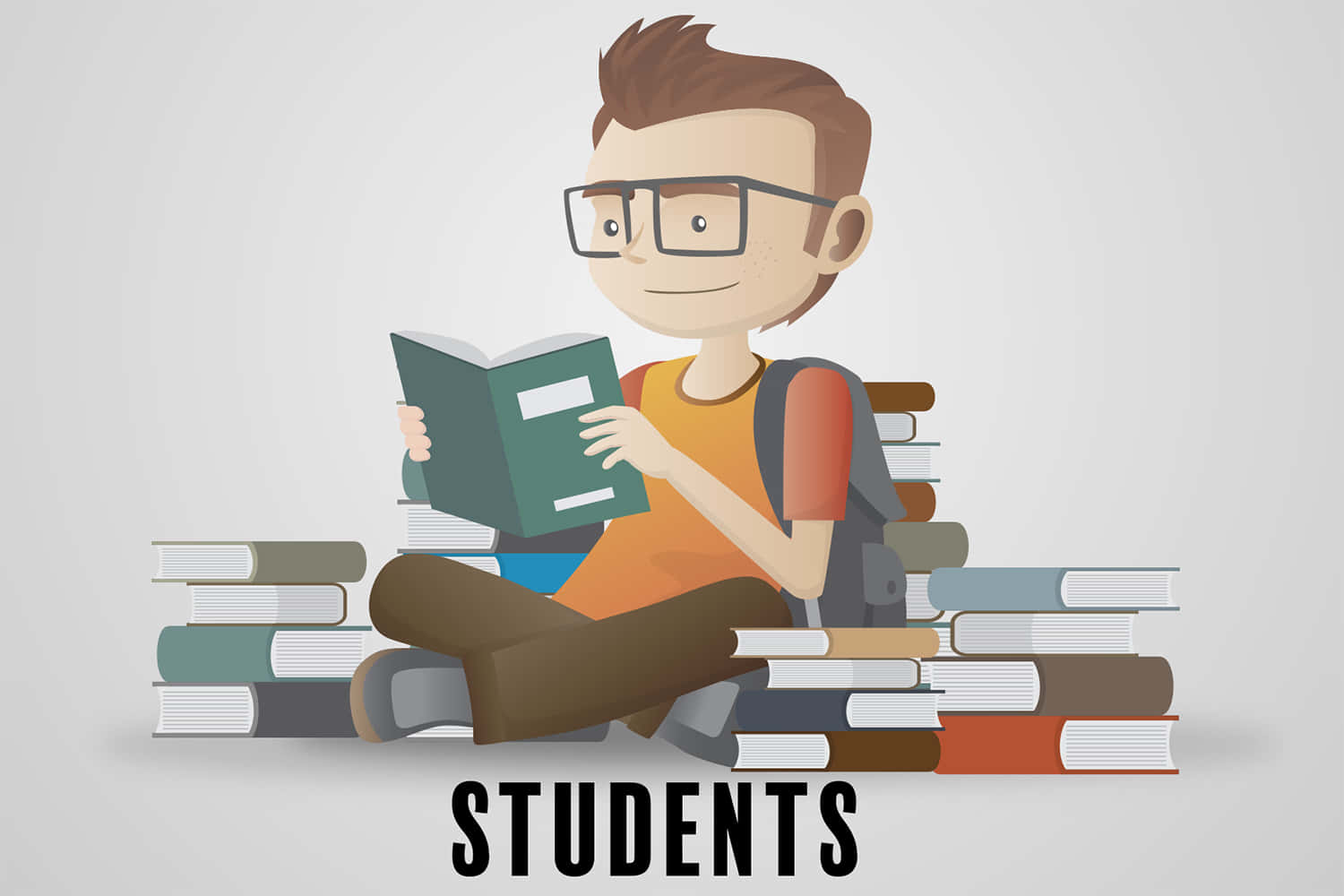 Studious, cartoon student, glasses, HD Desktop Wallpaper