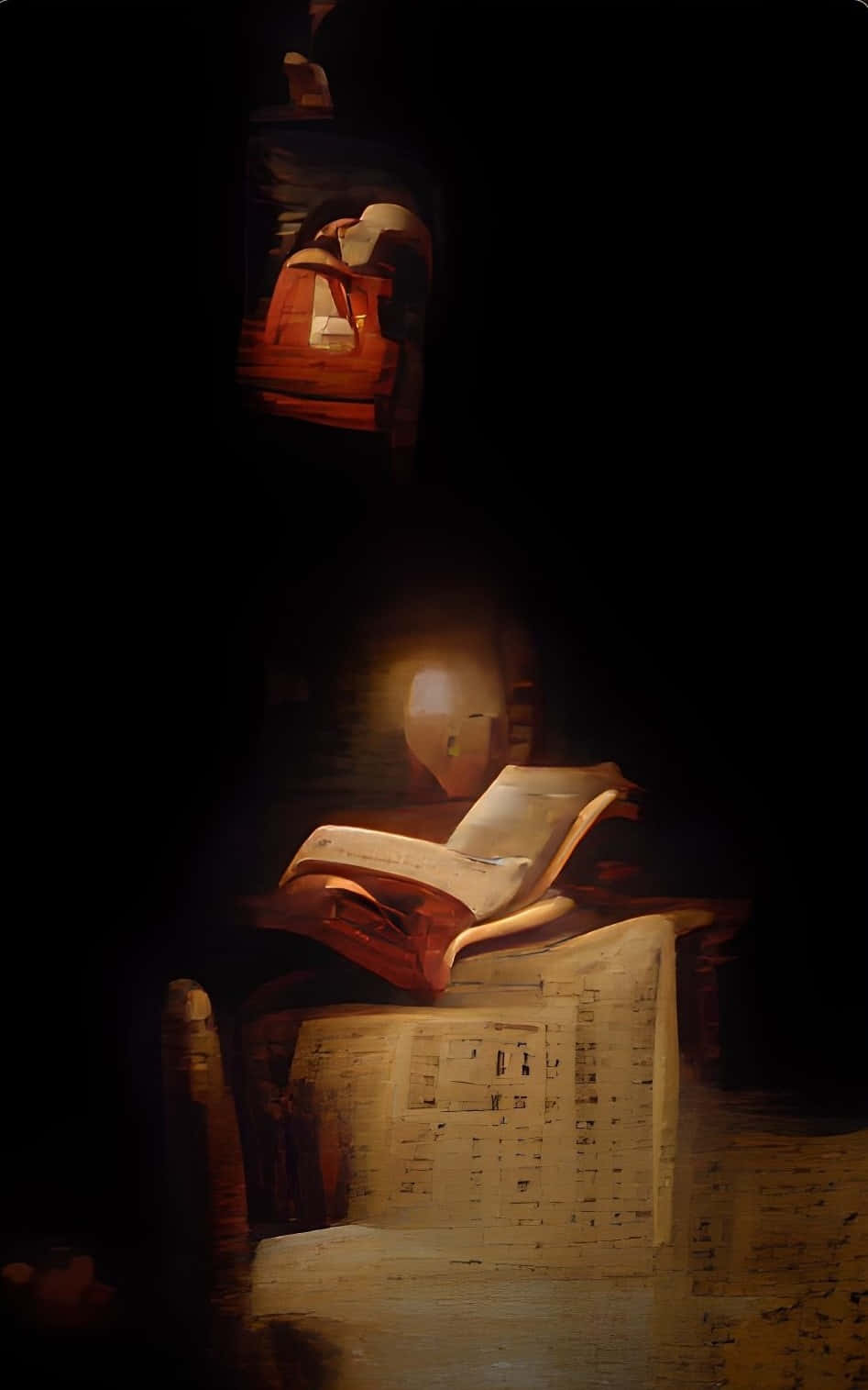 Studious, open book, stone pedestal, HD Phone Wallpaper