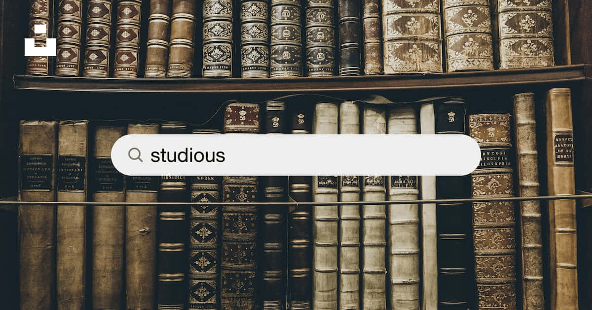 Studious Word, vintage bookshelf, ornate leather-bound tomes, SD Desktop Wallpaper
