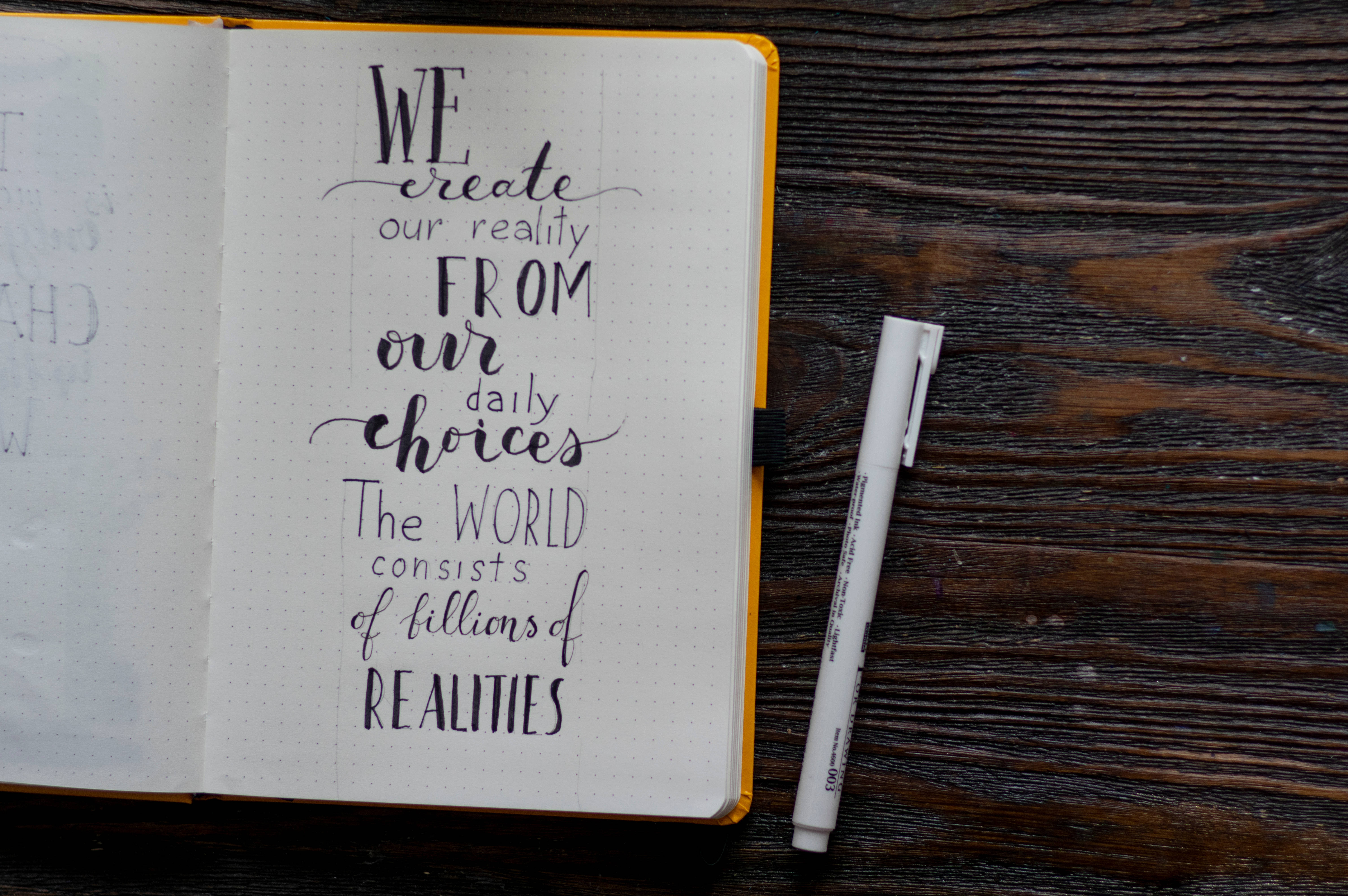 wood material desktop, dotted notebook page, elegant script, 5K Desktop Wallpaper