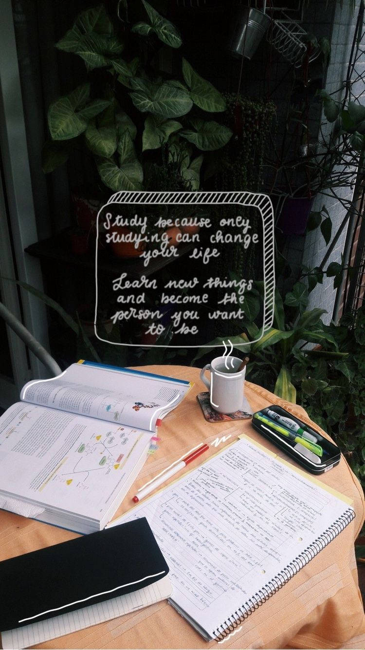 study aesthetic, wooden desk, quote, HD Phone Wallpaper