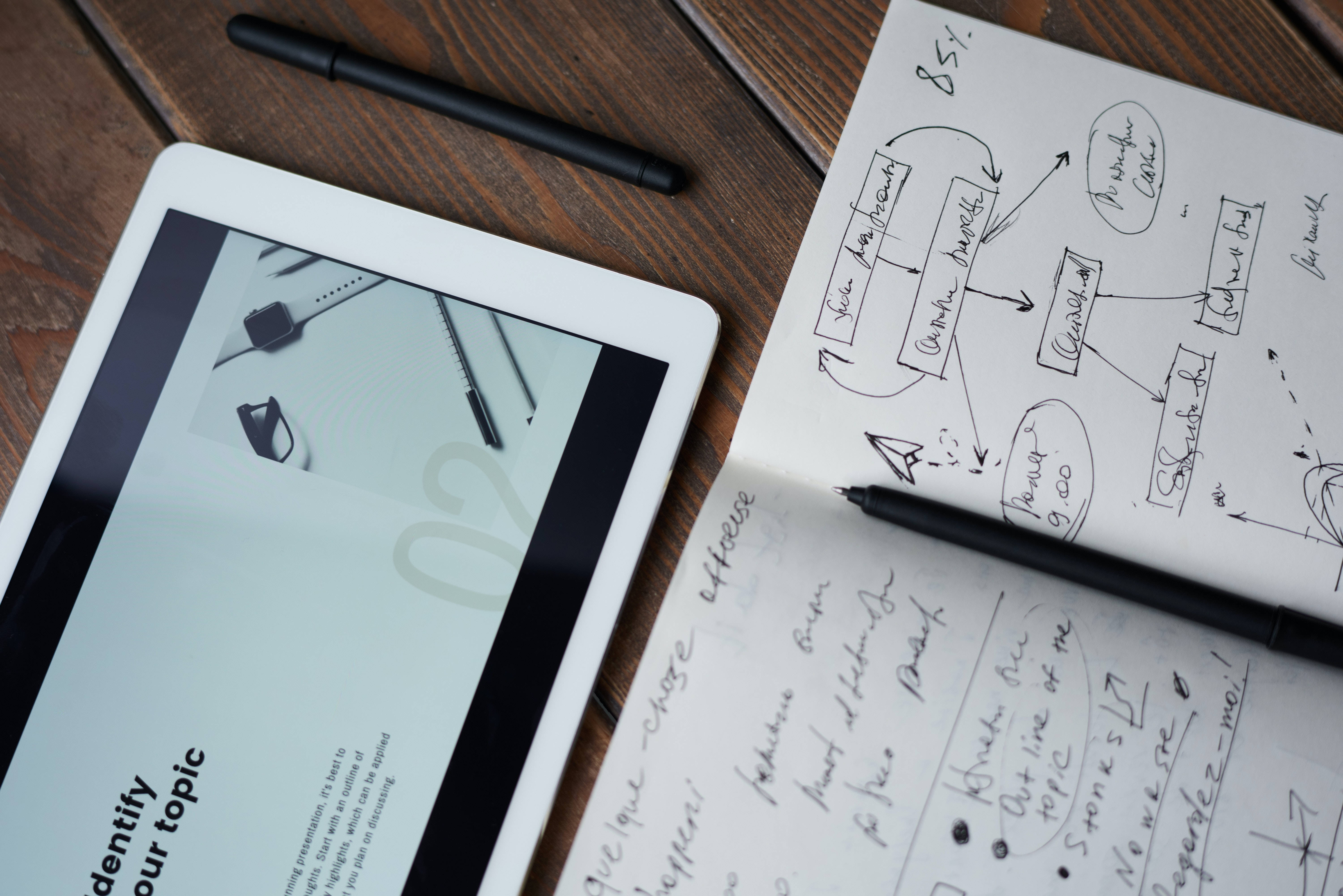 tablet, presentation slide, notebook, 5K Desktop Wallpaper