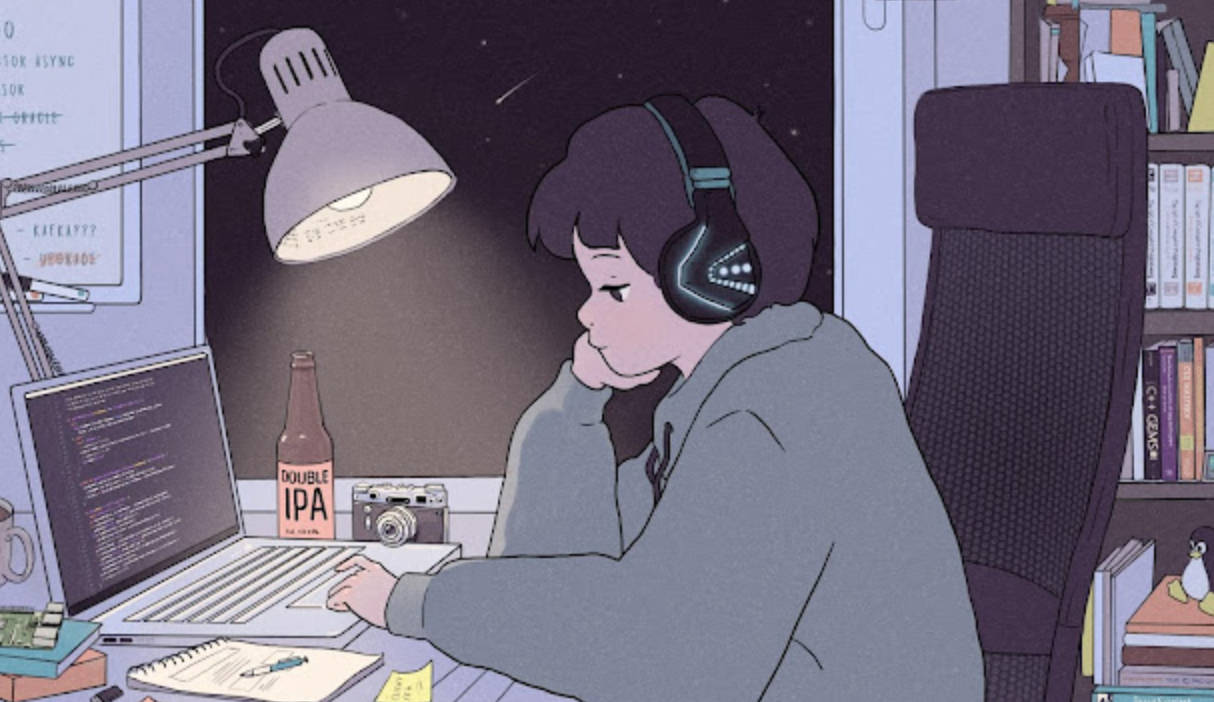 4K, Lo Fi Studying, young person, SD Desktop Wallpaper