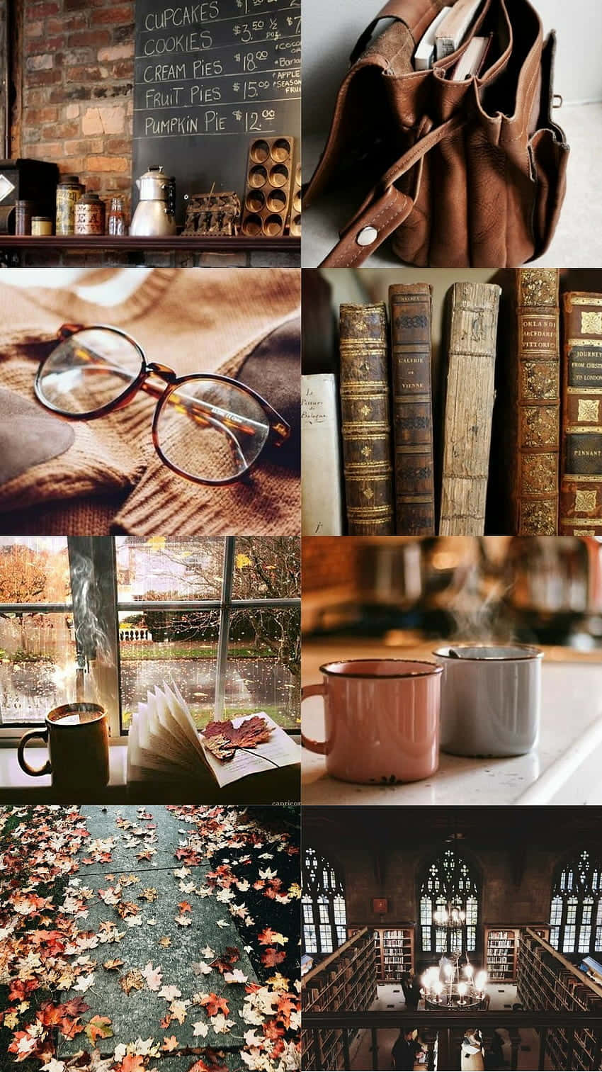 autumn, bakery treats, vintage books, HD Phone Wallpaper