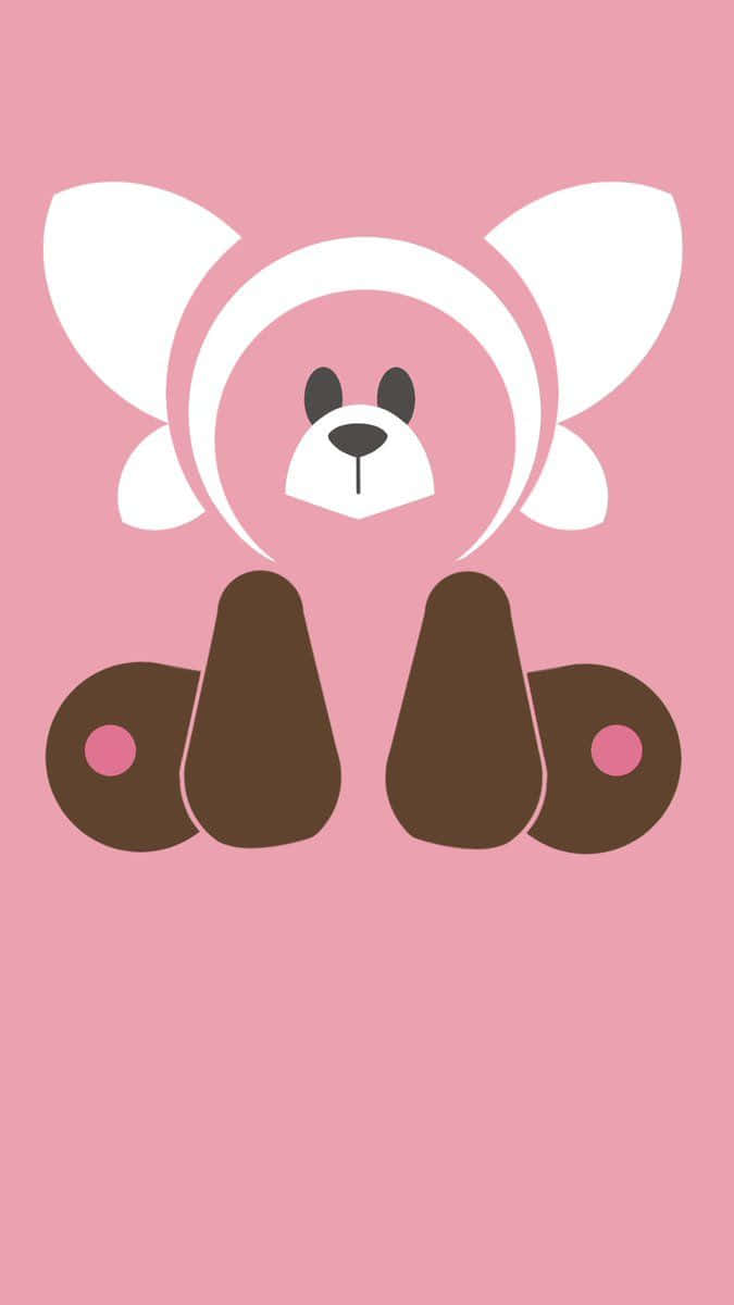 Stufful, pink background, minimalist pink teddy bear, SD Phone Wallpaper