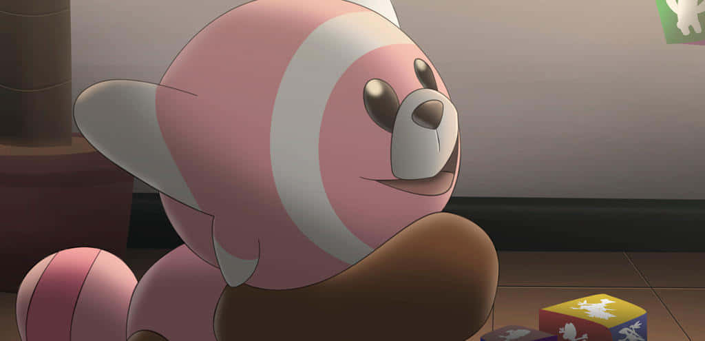 Stufful, pink and white striped, anime teddy bear, SD Desktop Wallpaper