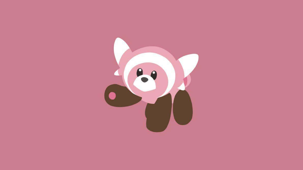 Stufful, pink background, red panda, SD Desktop Wallpaper