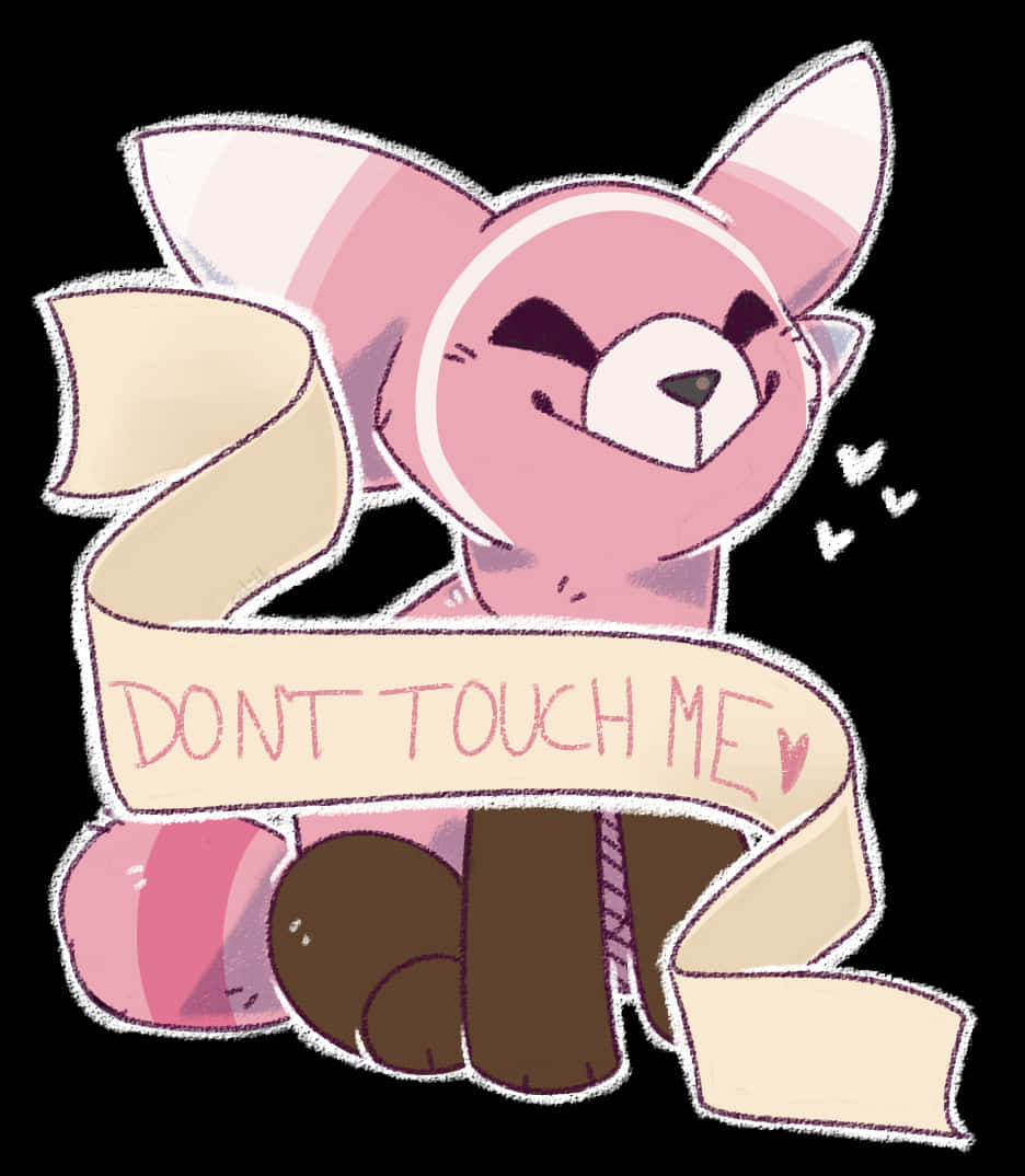 Stufful, don't touch me ribbon, pink cartoon fox, SD Phone Wallpaper