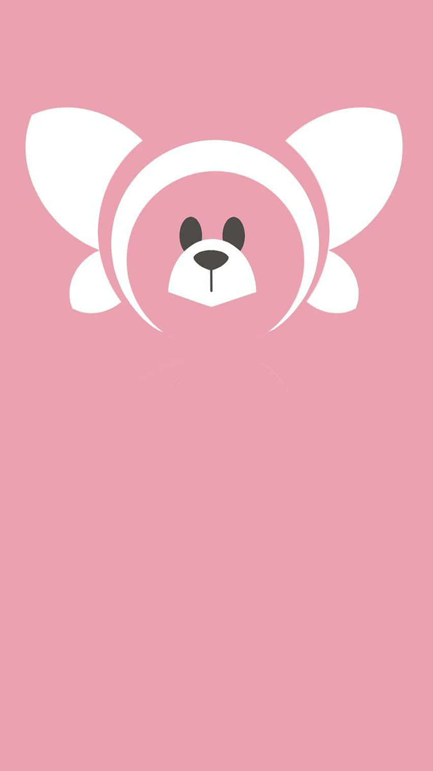 Stufful, pink background, white teddy bear face, HD Phone Wallpaper