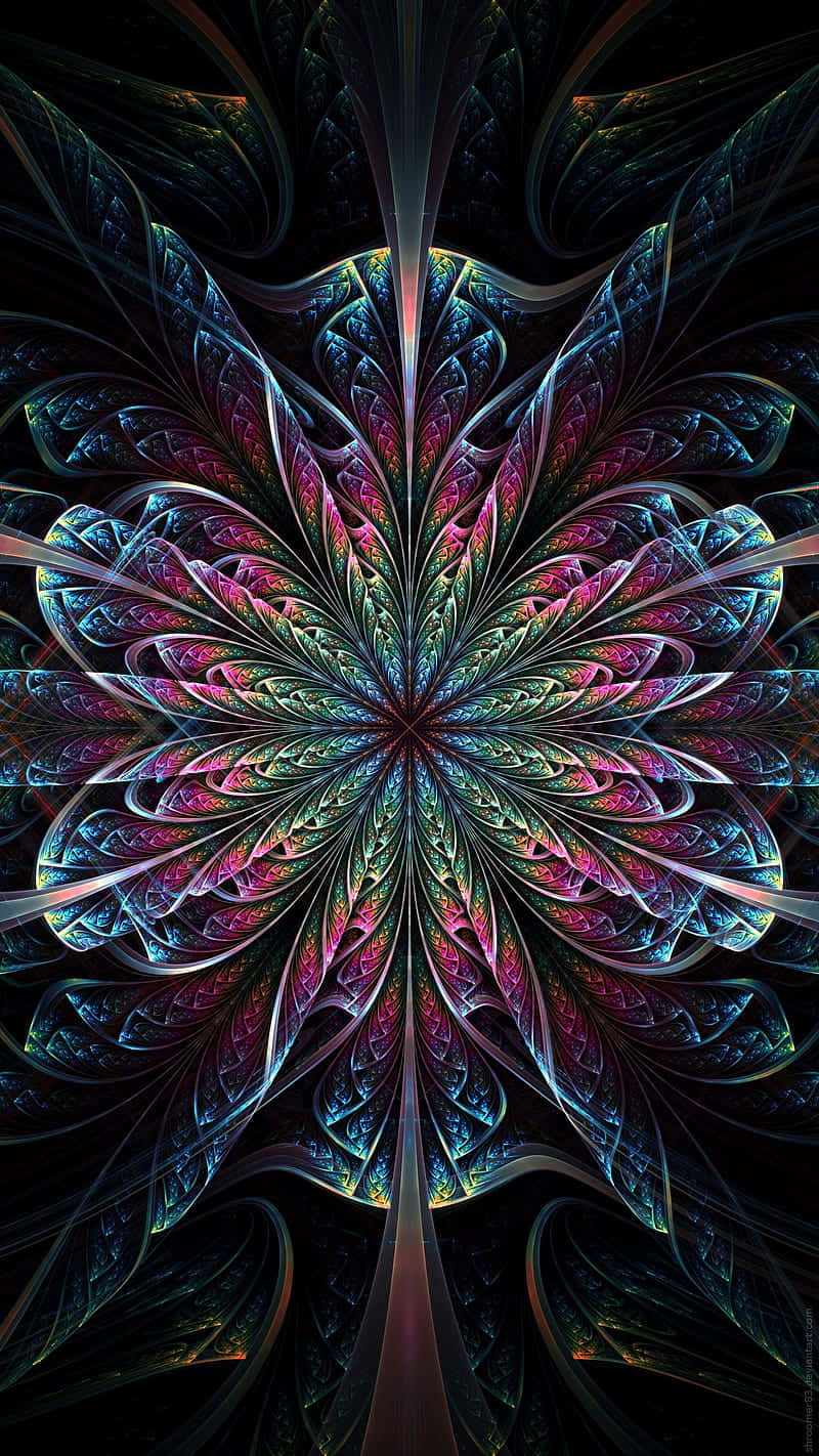 psychedelic pattern, fractal flower, neon blues, HD Phone Wallpaper