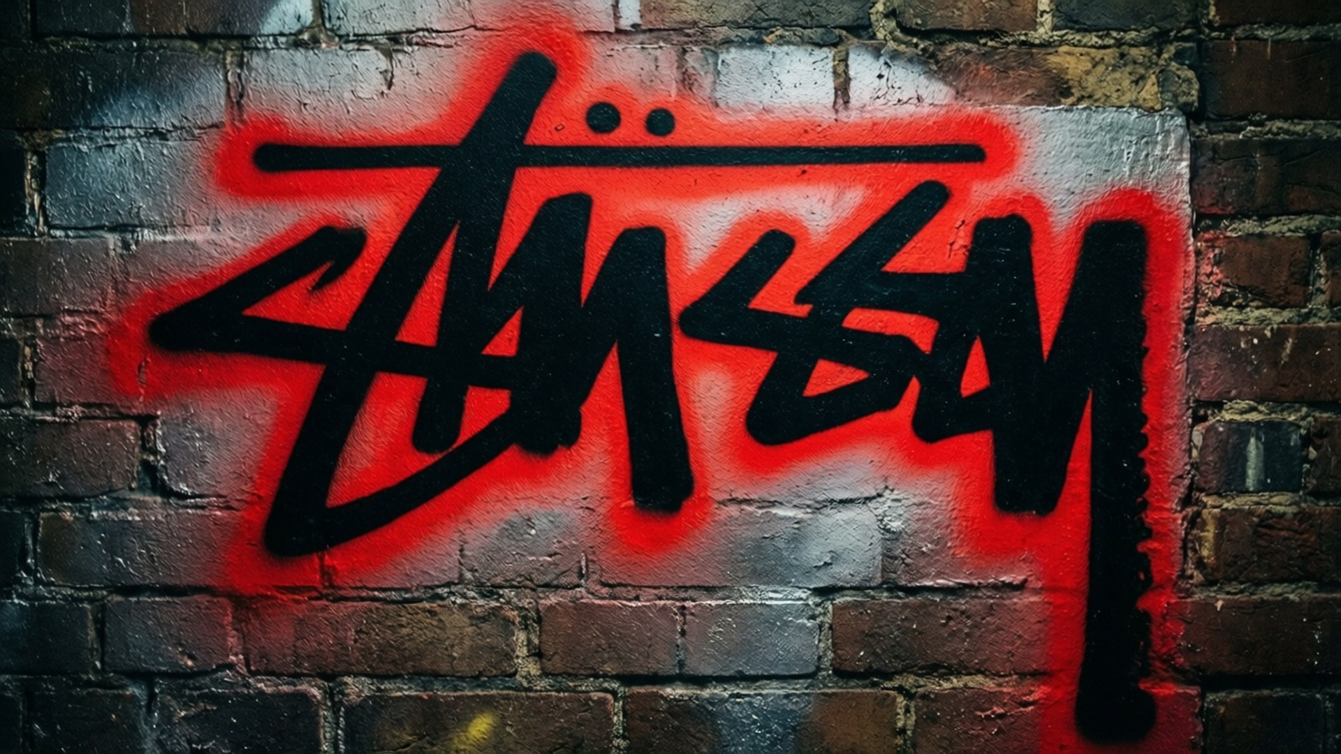 Stussy, graffiti logo, red, Full HD Desktop Wallpaper