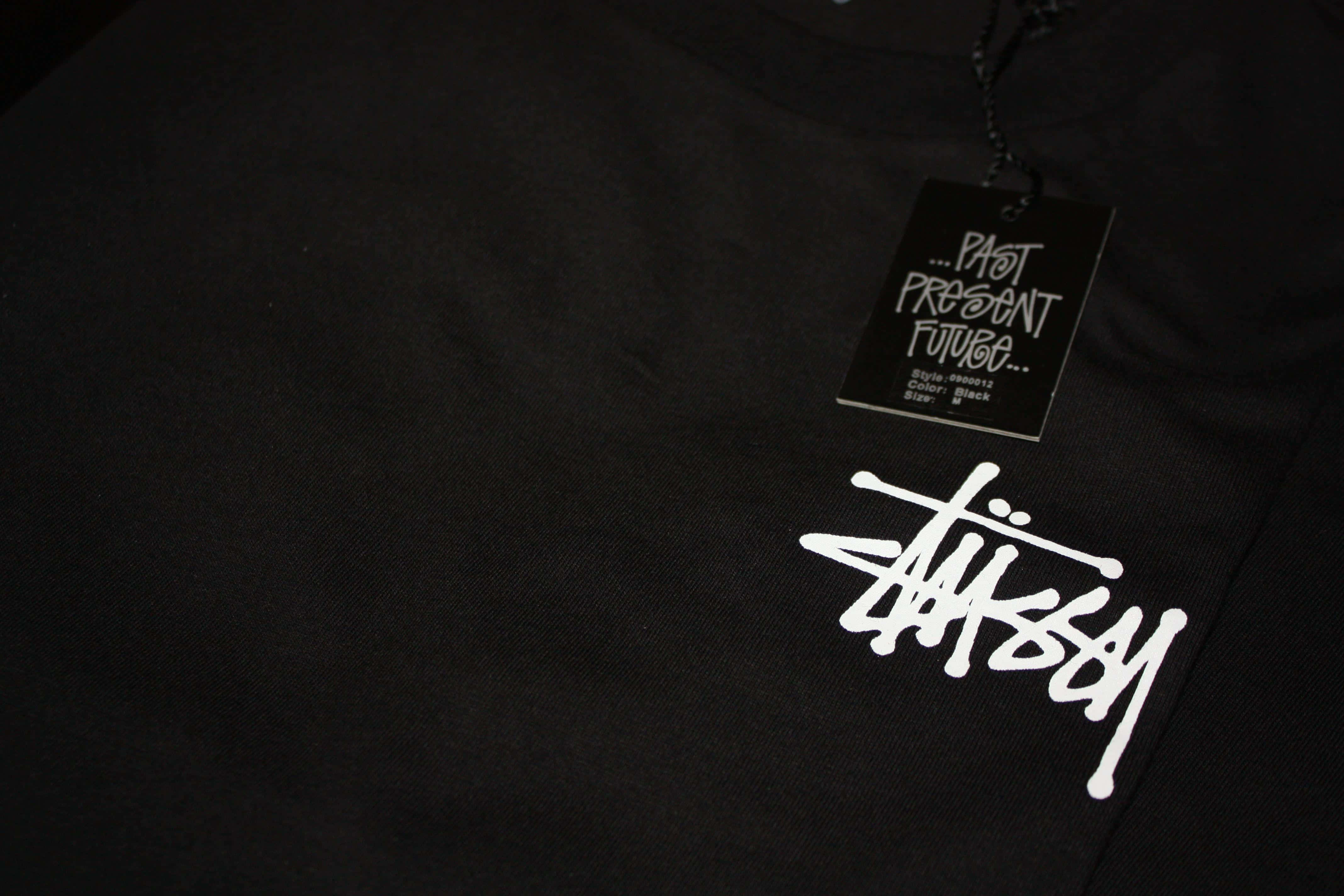 Stussy, black, white logo, 4K Desktop Wallpaper