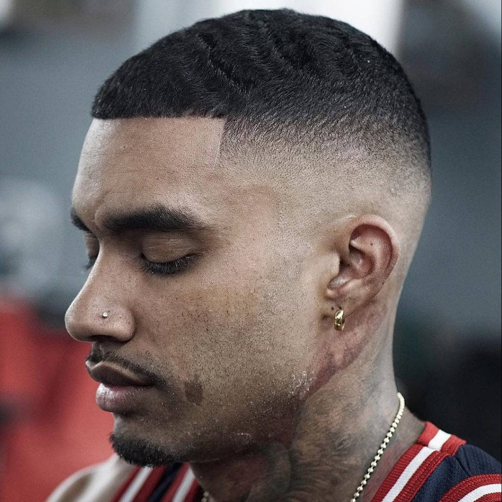 bald fade, sharp fade haircut, red and white striped jersey, SD Desktop Wallpaper