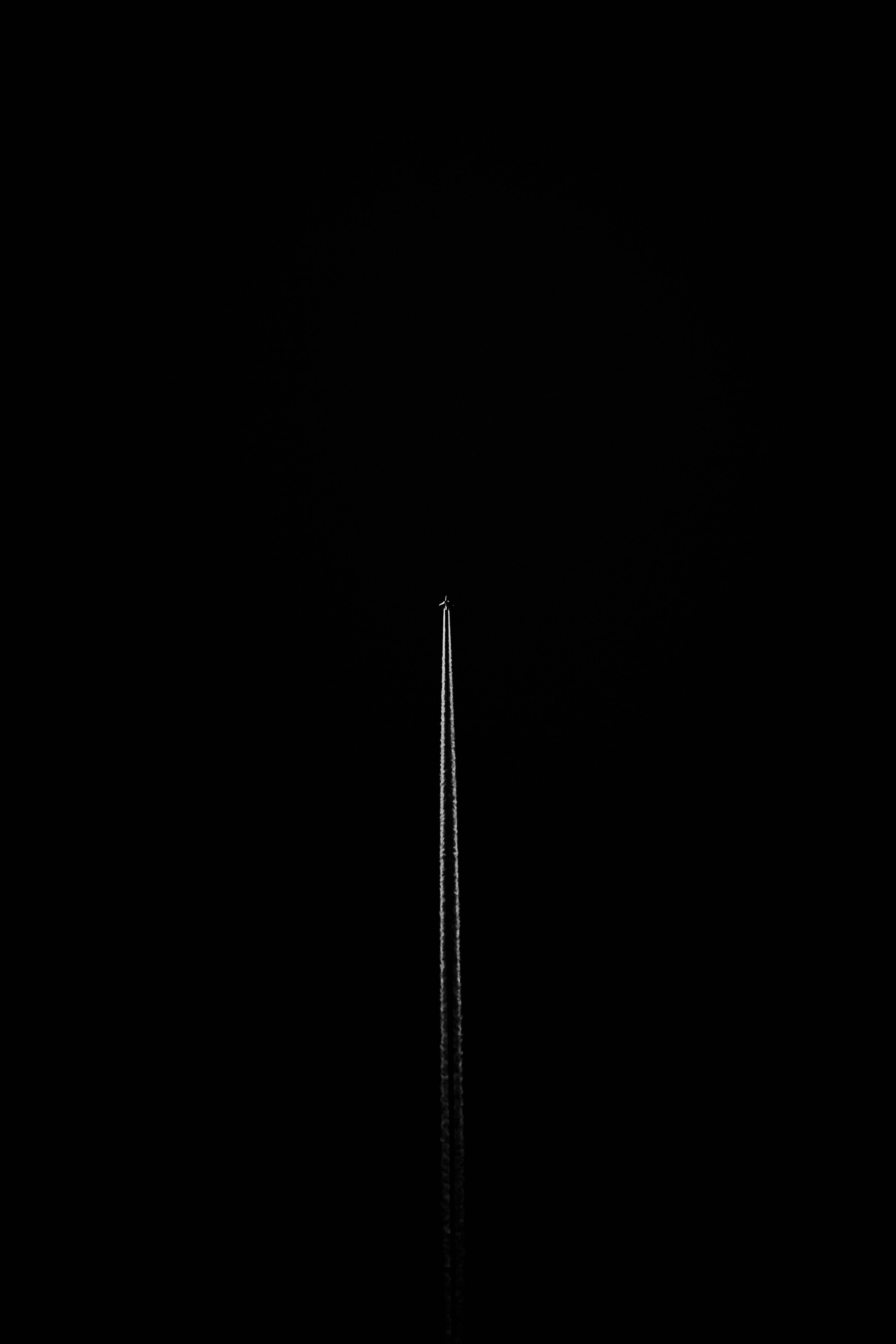 Stylish Black, flying jet, contrail, 4K Phone Wallpaper