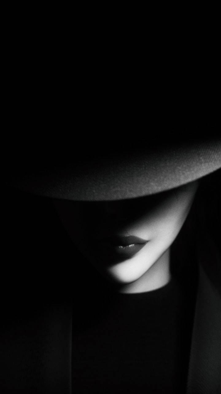 Stylish Black, wide-brimmed hat, deep shadows, HD Phone Wallpaper