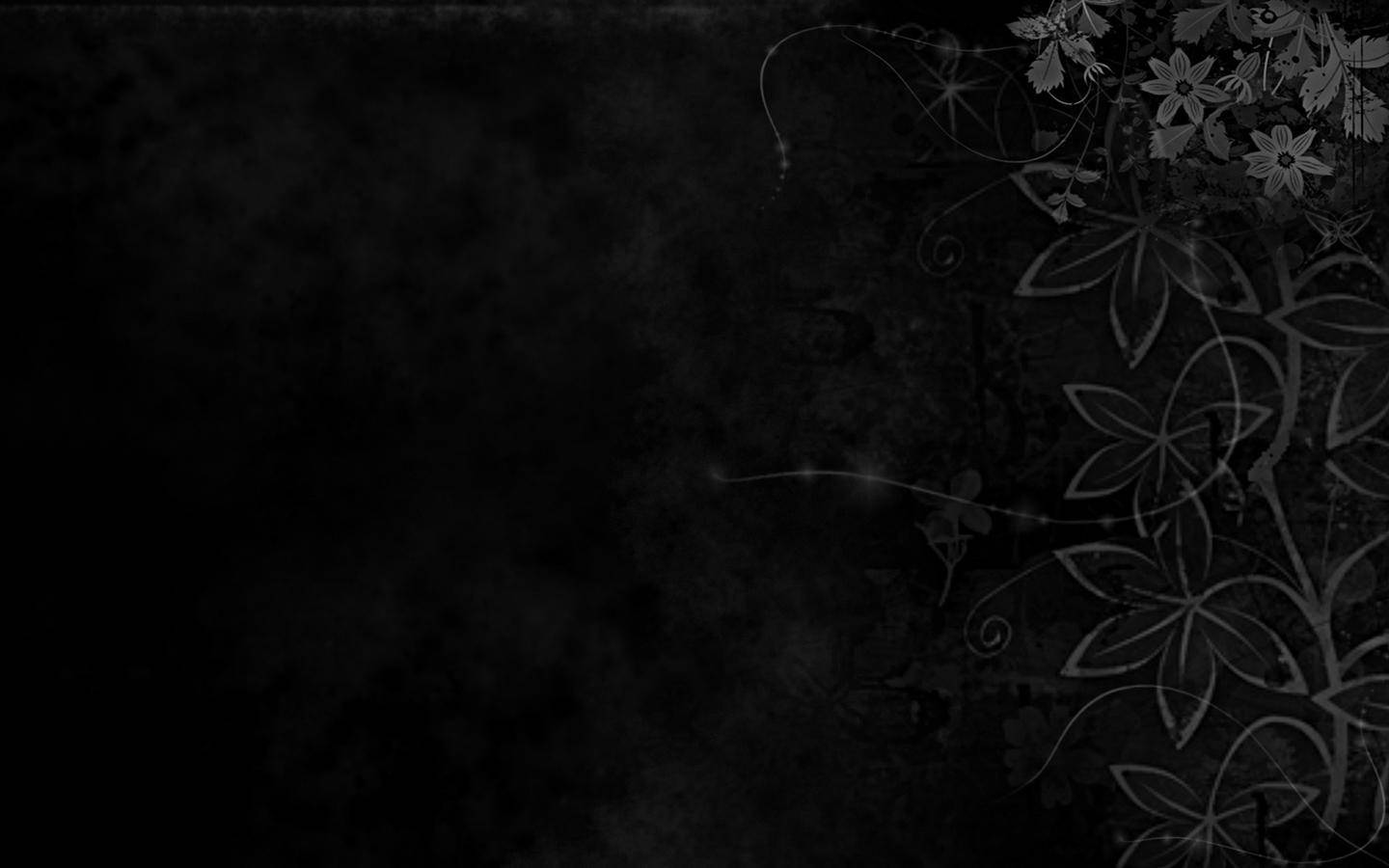 Stylish Black, white floral vines, delicate leaves, HD Desktop Wallpaper