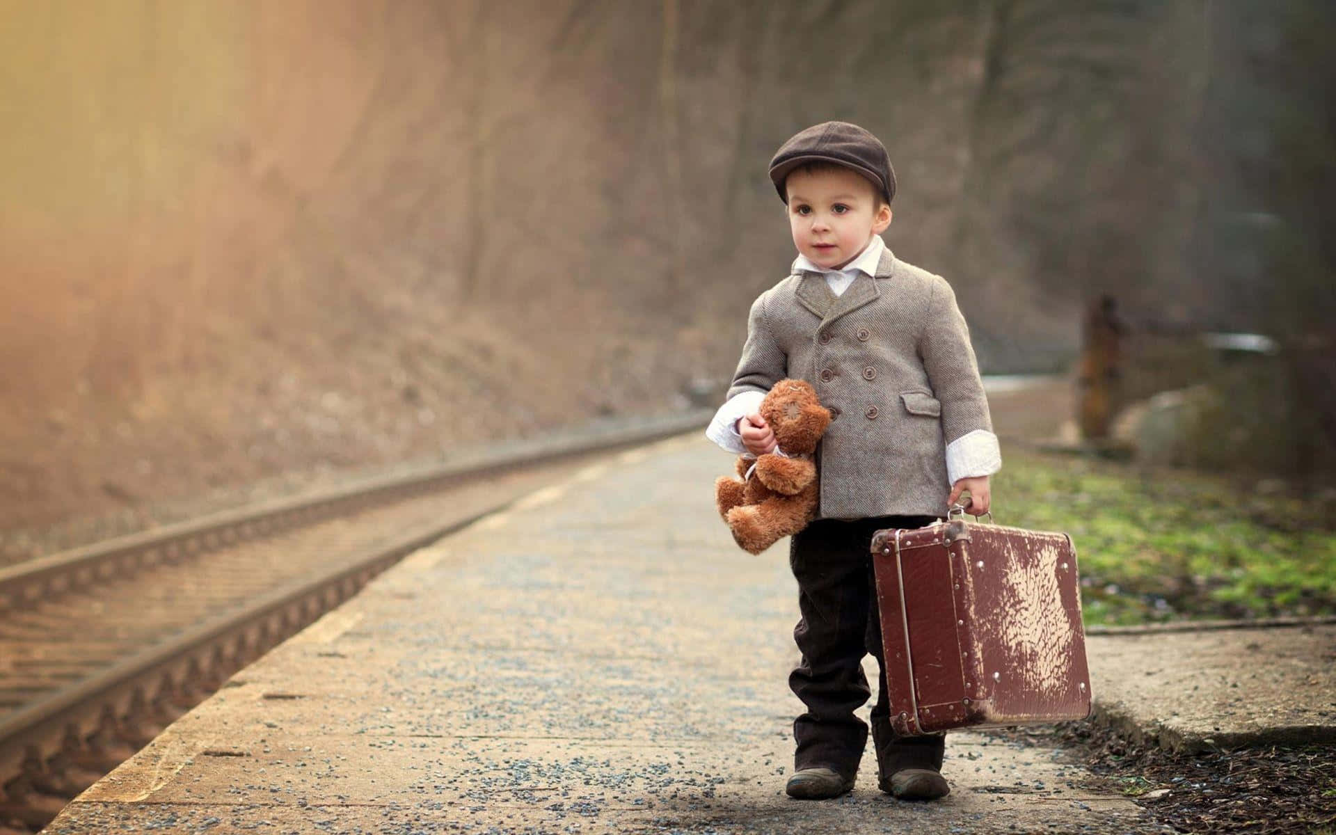 handsome stylish boy, vintage attire, train platform, Full HD Desktop Wallpaper