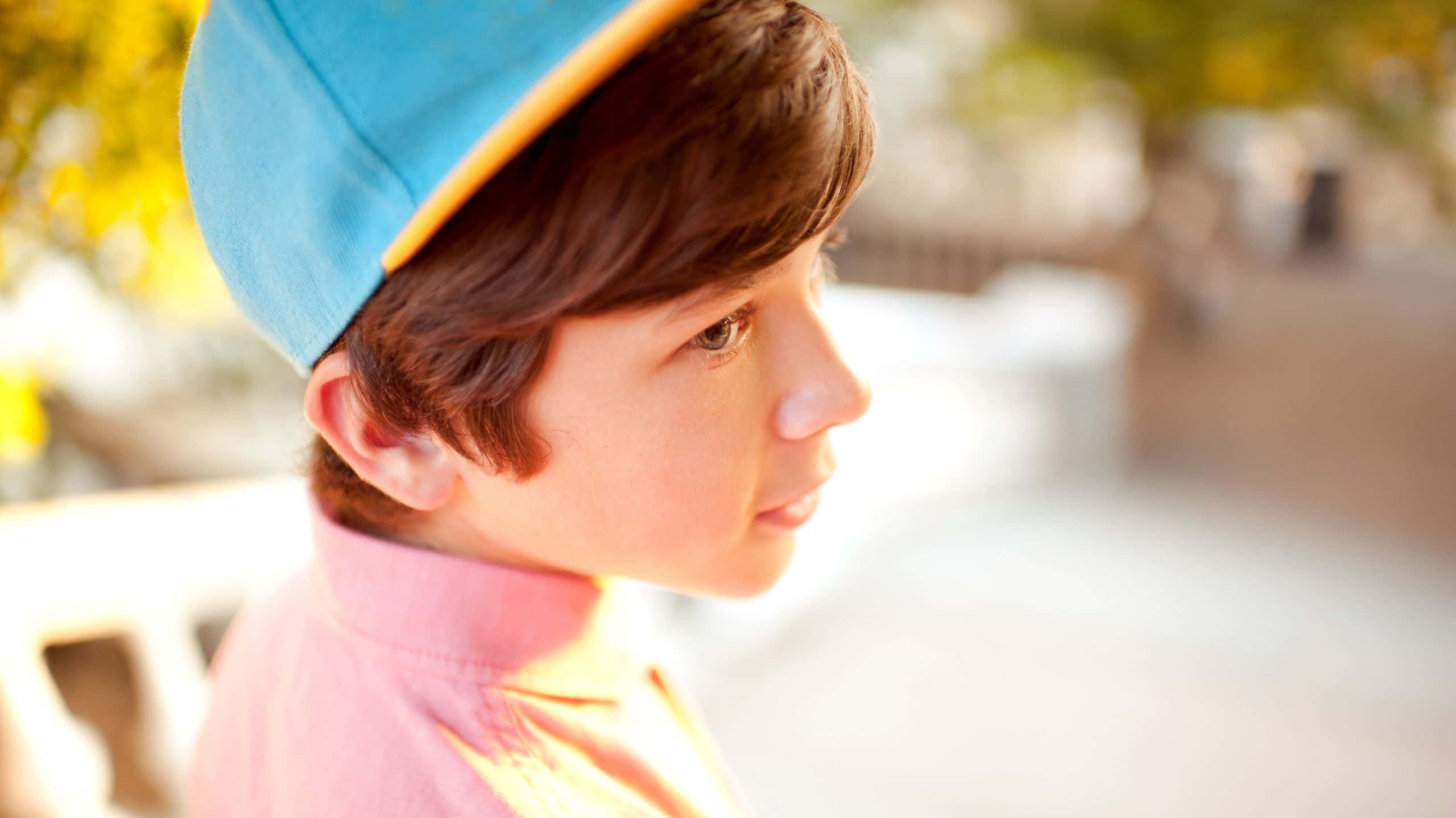 Stylish Boy, blue cap, golden sunlight, 2K Desktop Wallpaper