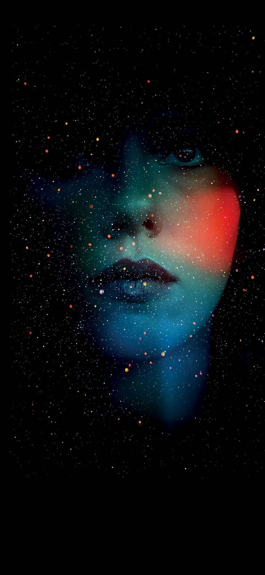 Stylish, black woman face, cosmic stars, Full HD Phone Wallpaper