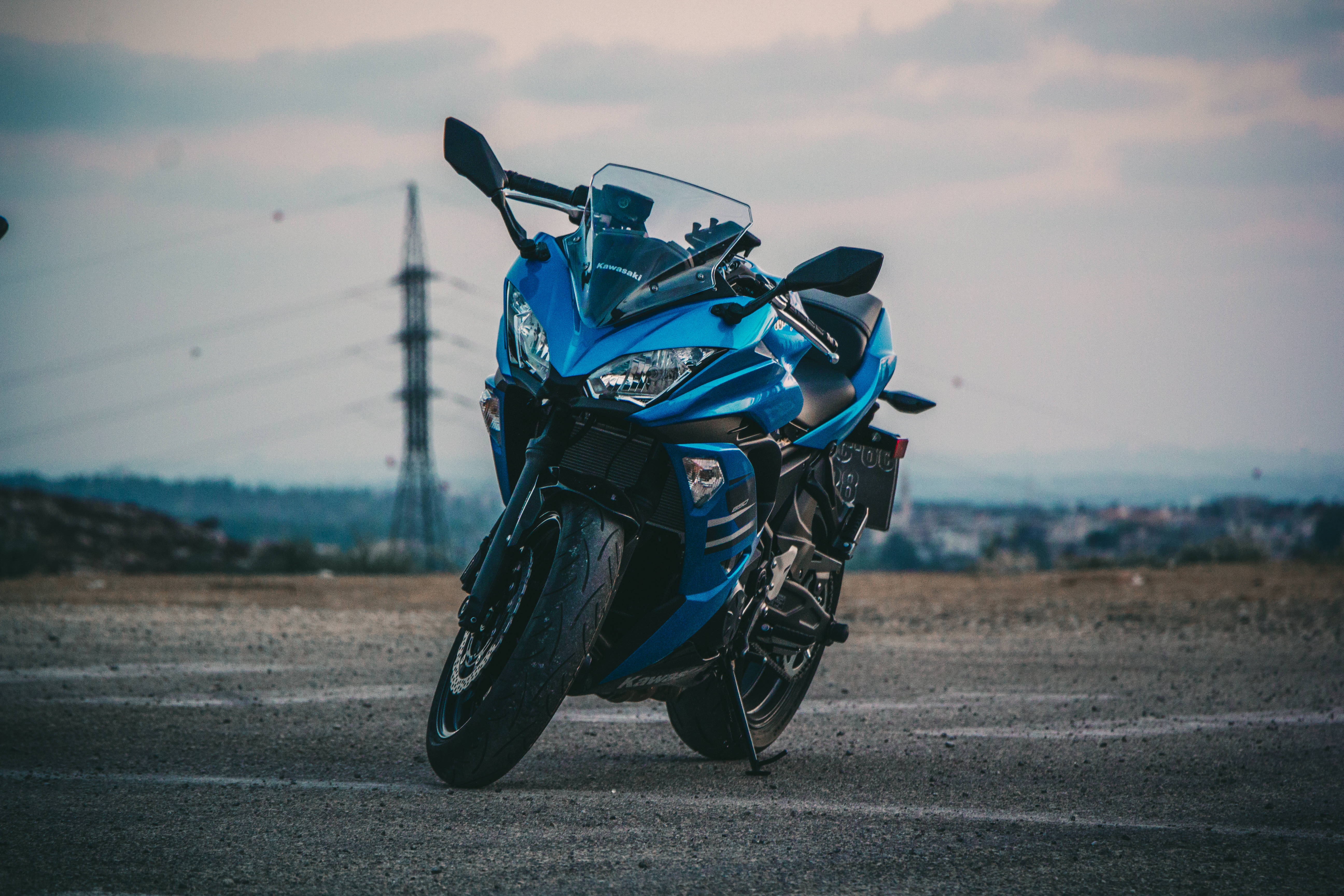 blue, sport motorcycle, asphalt road, 5K Desktop Wallpaper