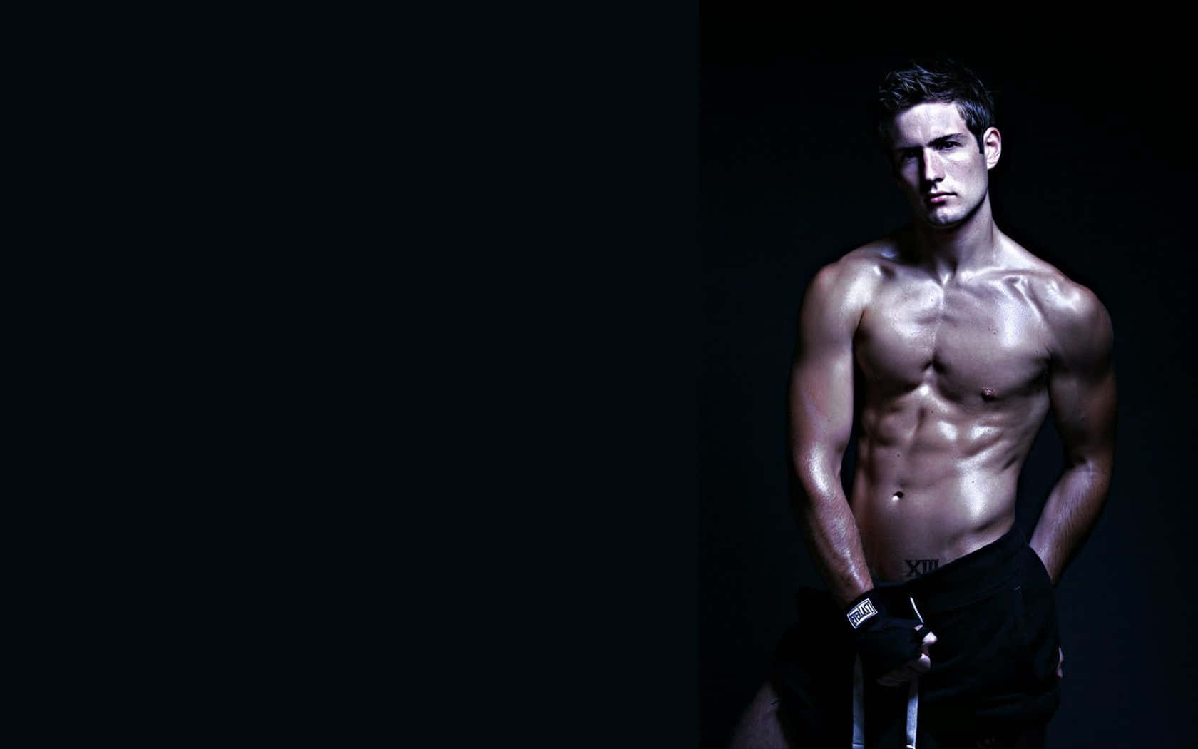Suave, shirtless man, black background, HD Desktop Wallpaper