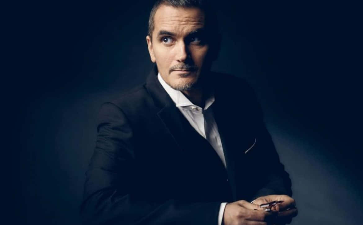 Suave Man, black suit, dark moody backdrop, SD Desktop Wallpaper
