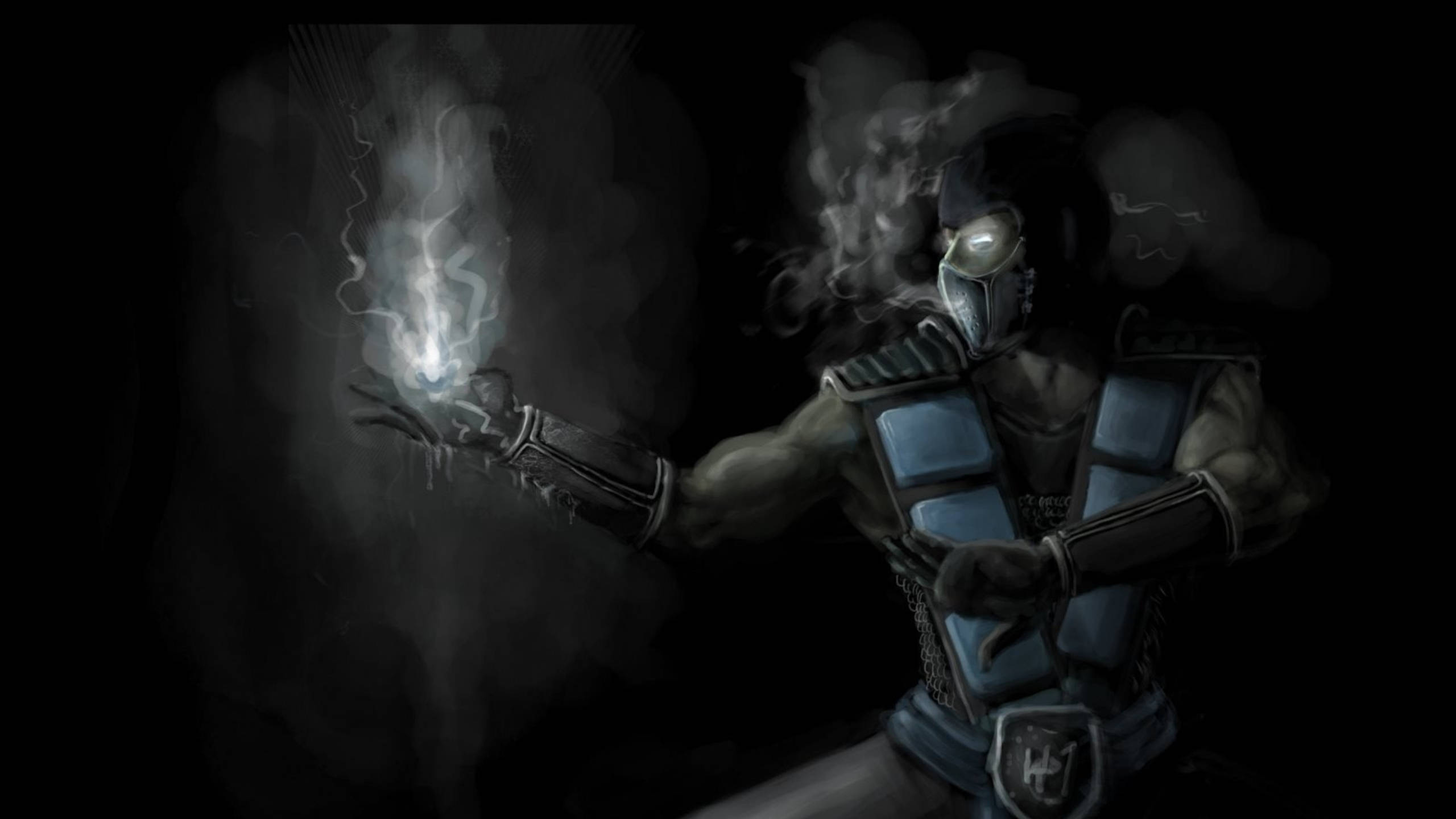 Sub-Zero, pastel art, masked warrior, 2K Desktop Wallpaper
