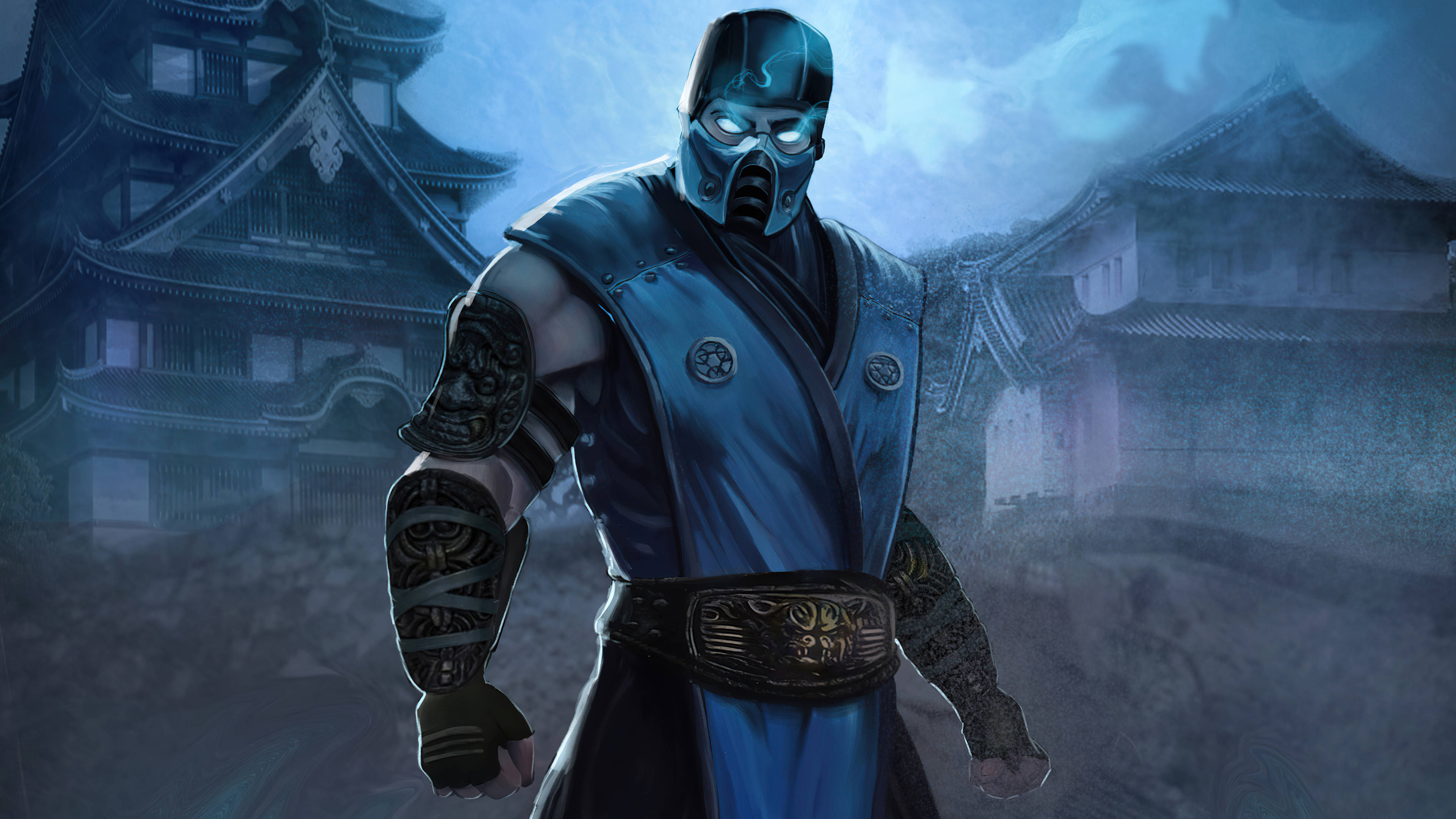 Sub-Zero, blue armor, masked ninja warrior, 4K Desktop Wallpaper