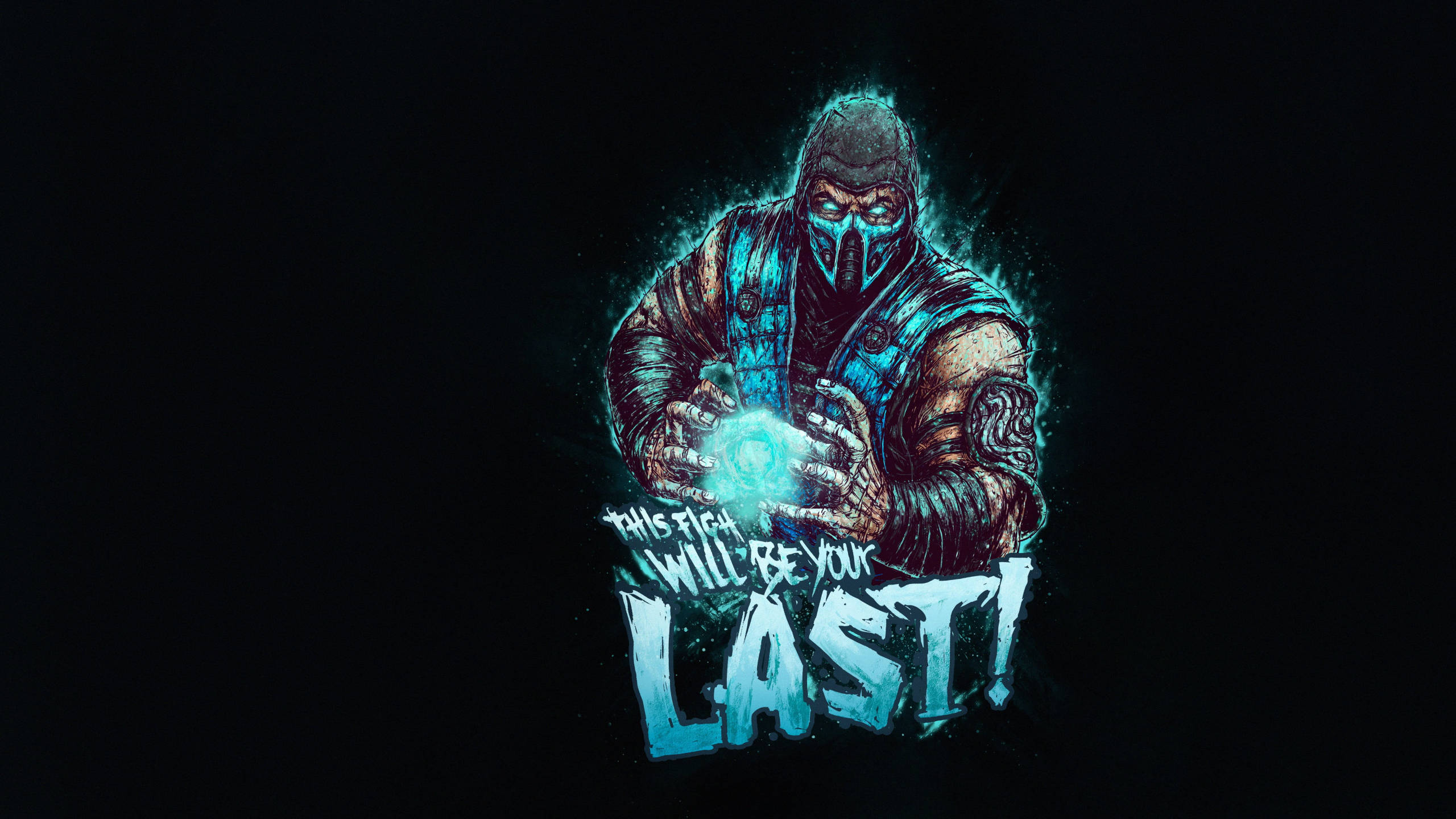 Sub-Zero, blue armor, glowing orb, 2K Desktop Wallpaper