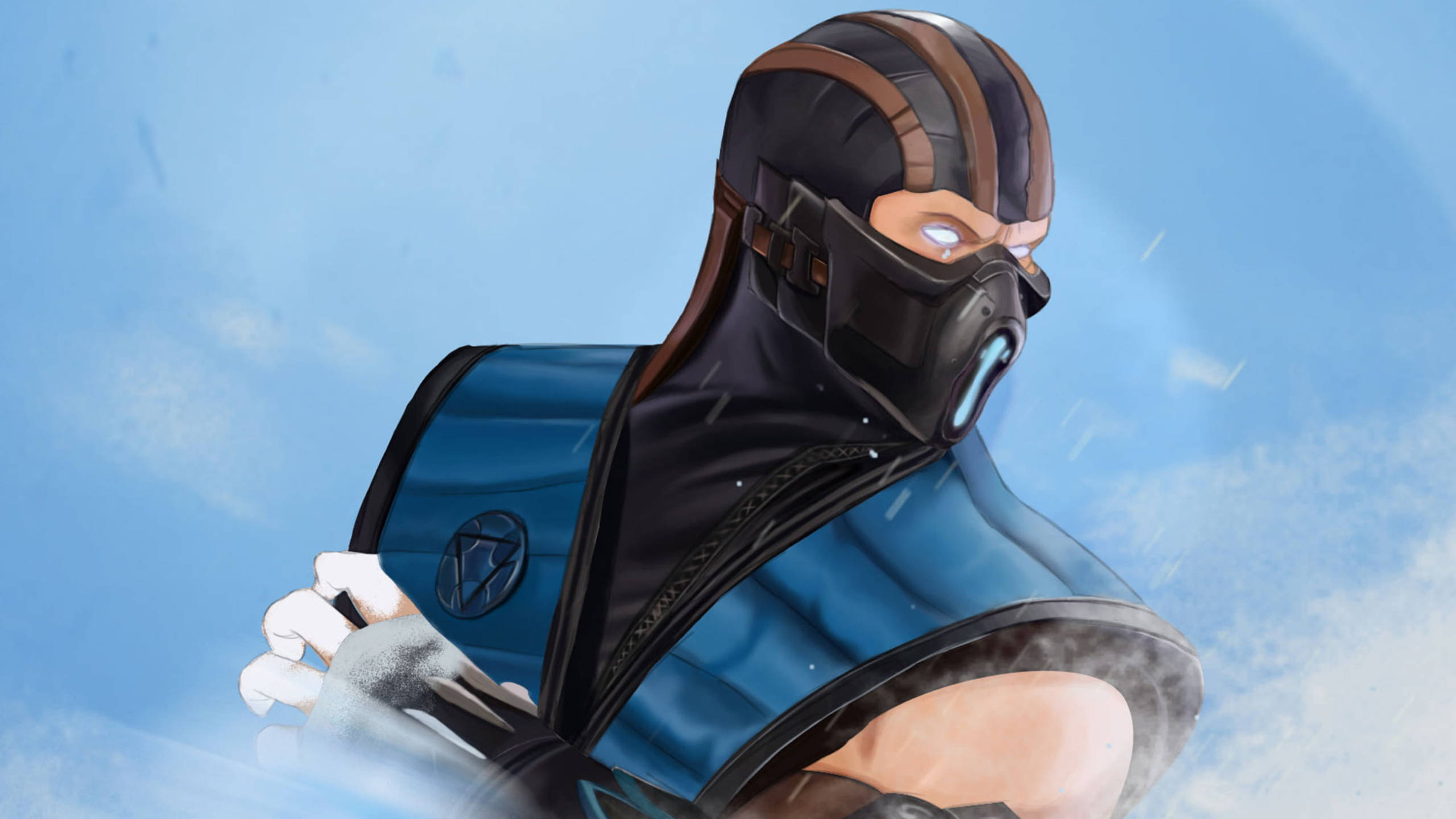 Sub-Zero, blue, black armor, 2K Desktop Wallpaper