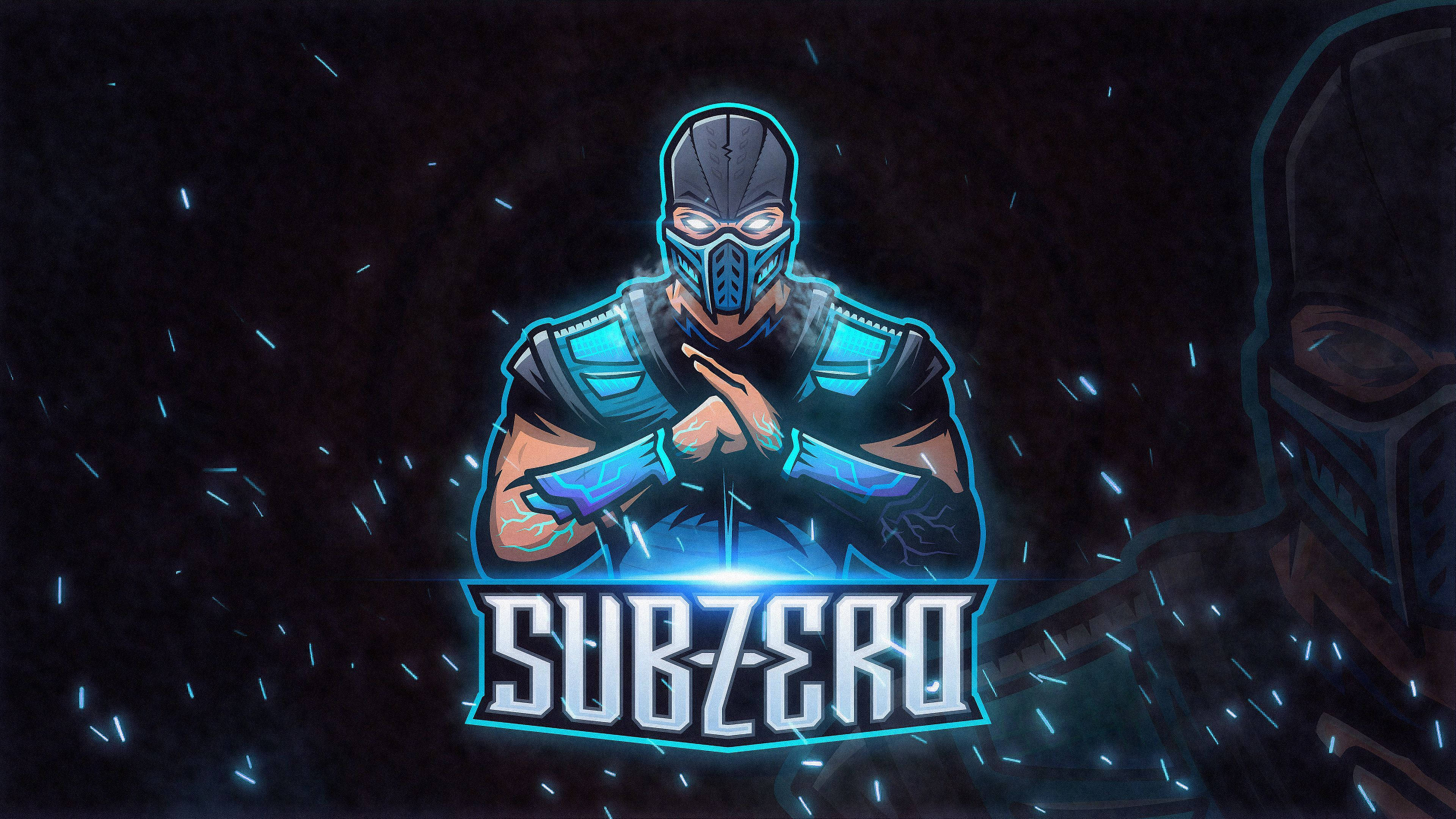 Sub-Zero, glowing blue masked warrior, armor, 4K Desktop Wallpaper
