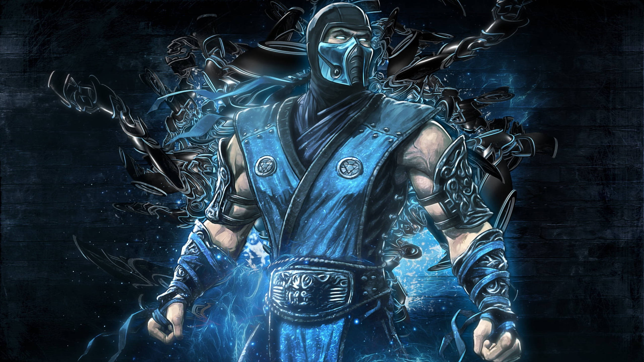 Sub-Zero, blue armor, masked ninja warrior, 2K Desktop Wallpaper