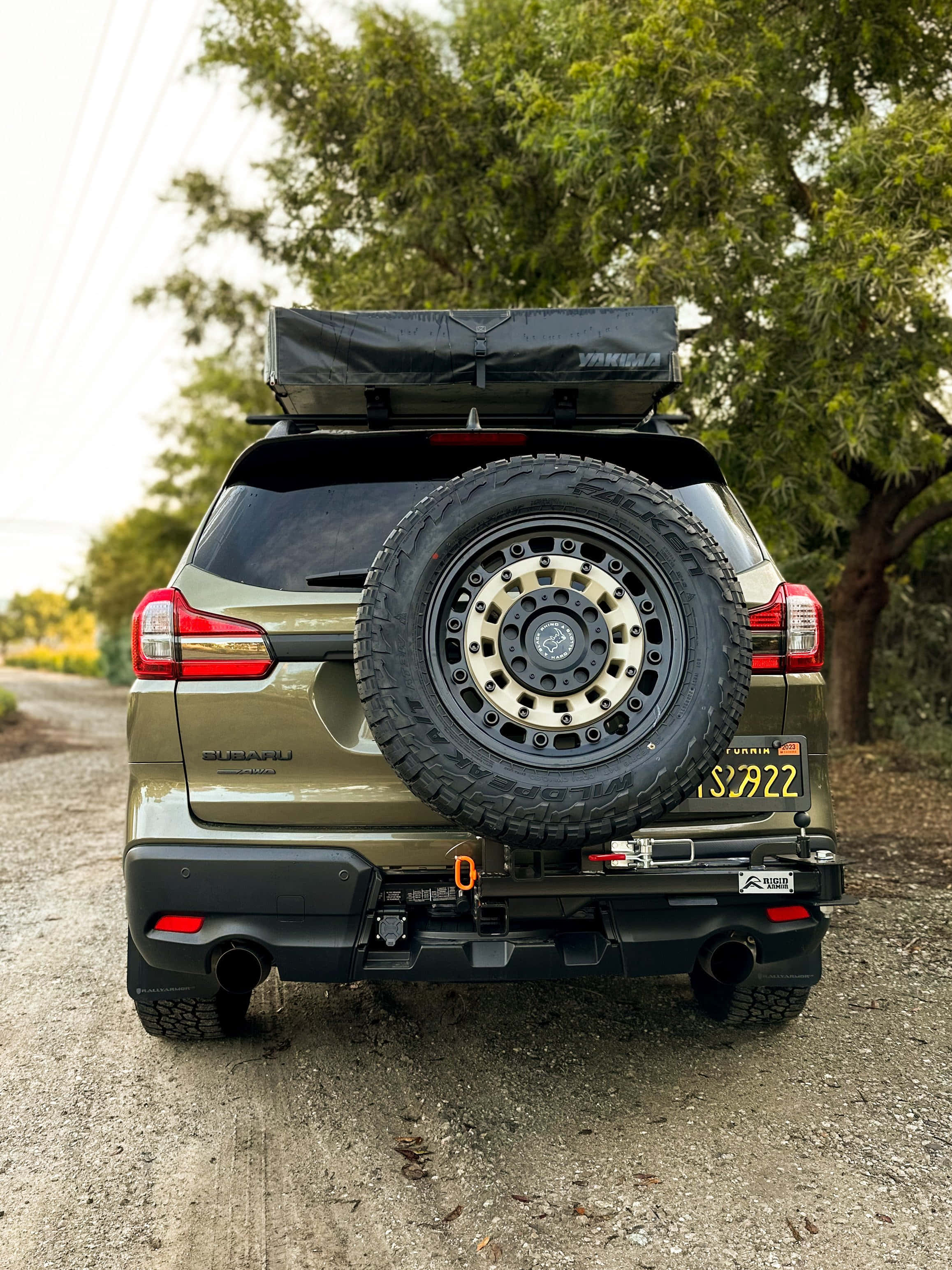 Subaru Ascent, olive green, spare tire, 2K Phone Wallpaper